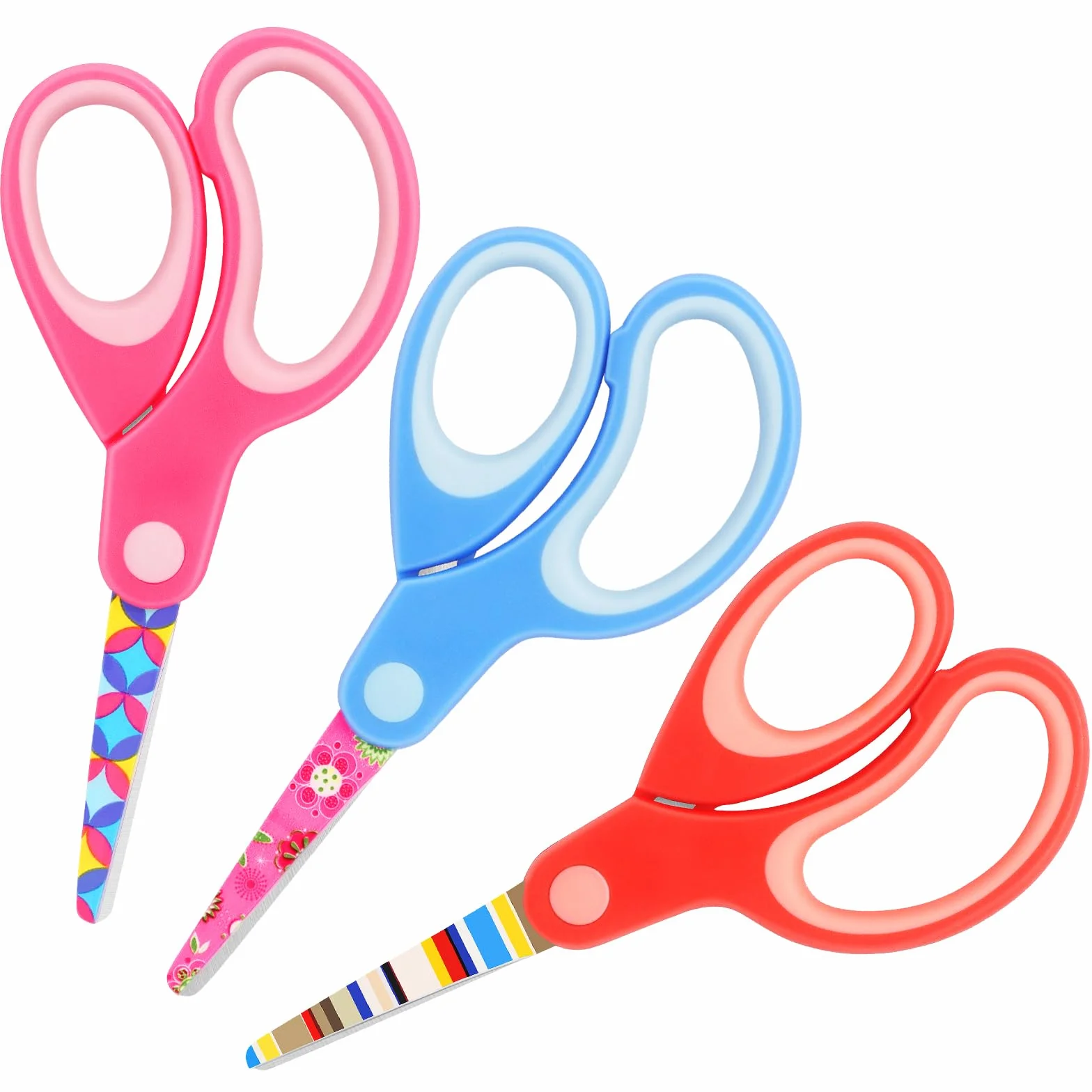 Ciseaux de sécurité gaucher lot 3 paires lames acier inoxydable poignées souples enfants 3 ans+