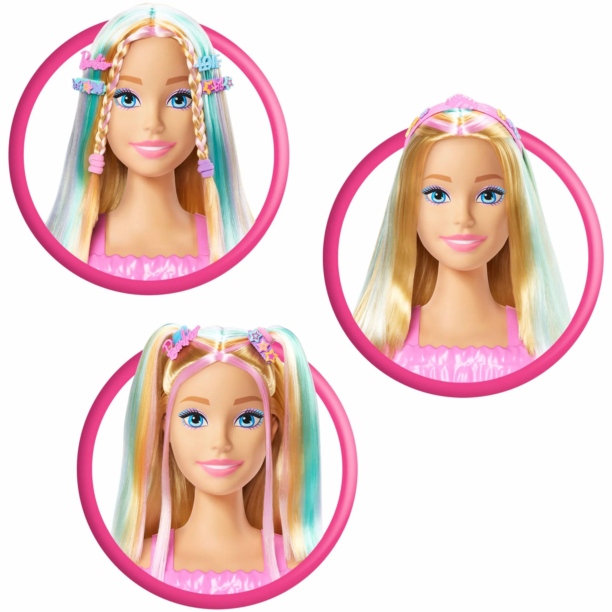 Barbie Tête à Coiffer Color Reveal cheveux blonds 20 accessoires coiffure barrettes étoile papillon changement couleur JFG81
