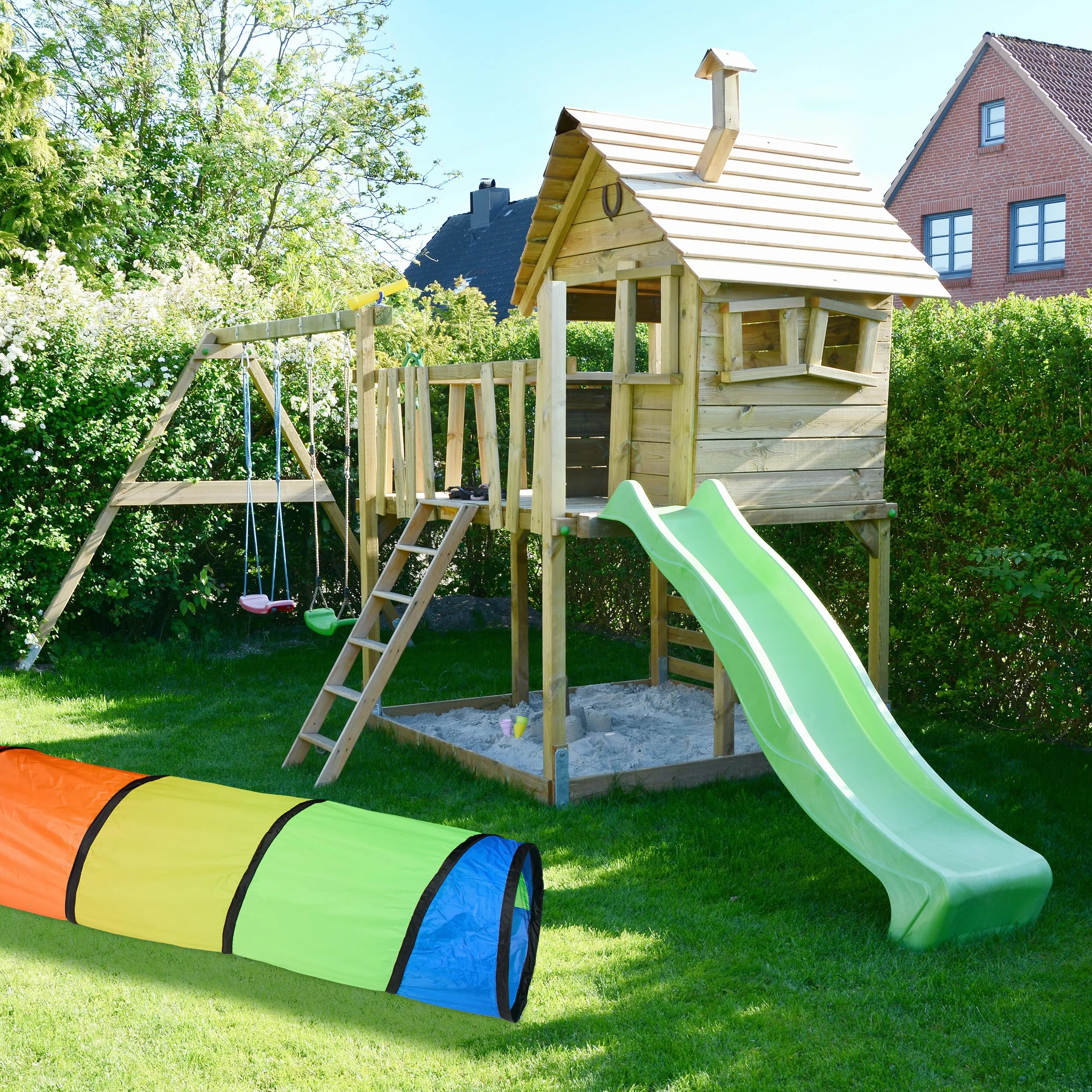 Relaxdays Tunnel de Jeu pour Enfants 180 x Ø 46 cm Pop-up Polyester coloré