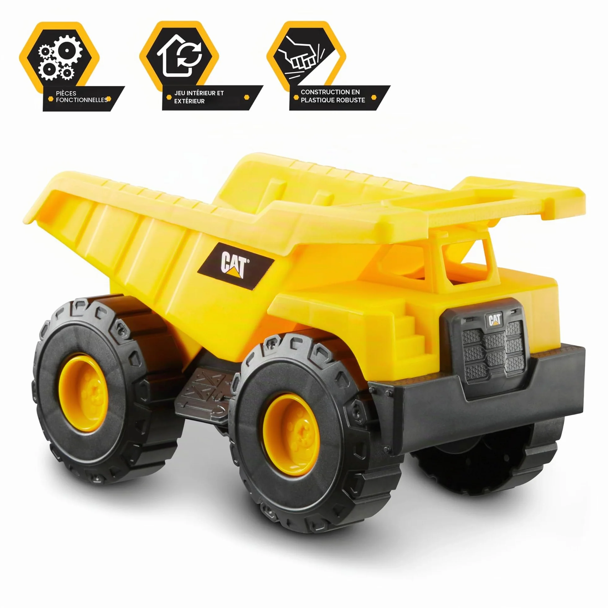 Ensemble de Véhicules de Construction CAT Officiels pour Enfants à Partir de 2 Ans - Camion à Benne Basculante, Chargeur, Excavatrice