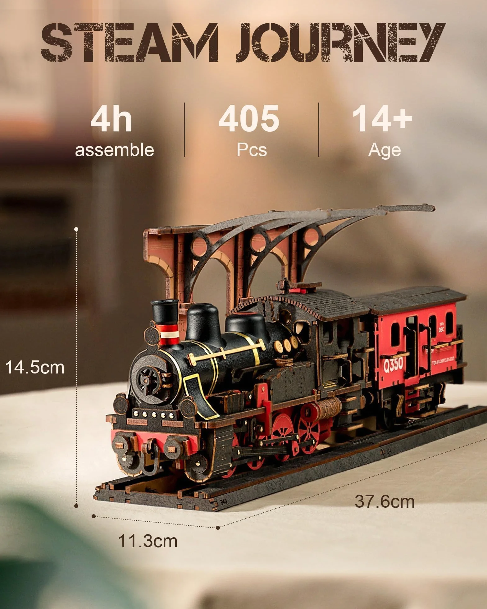 Puzzle 3D Train À Vapeur, Maquette en Bois A Construire pour Adultes, Cadeau DIY Vintage
