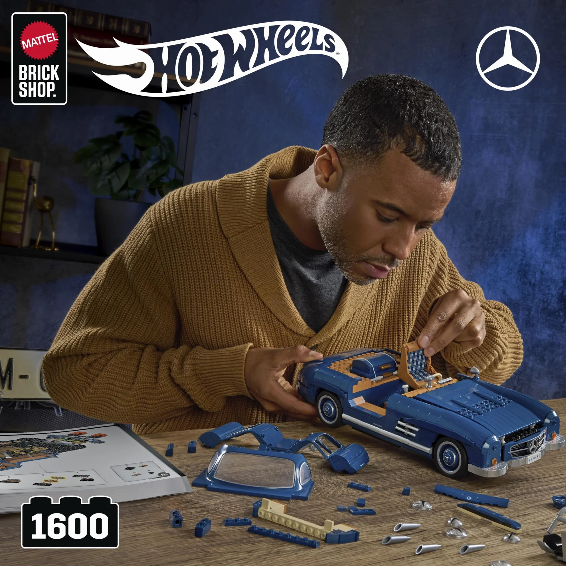 Mattel Hot Wheels Mercedes-Benz 300 SL Coffret de Construction Premium 1 600 pièces métalliques HWW25