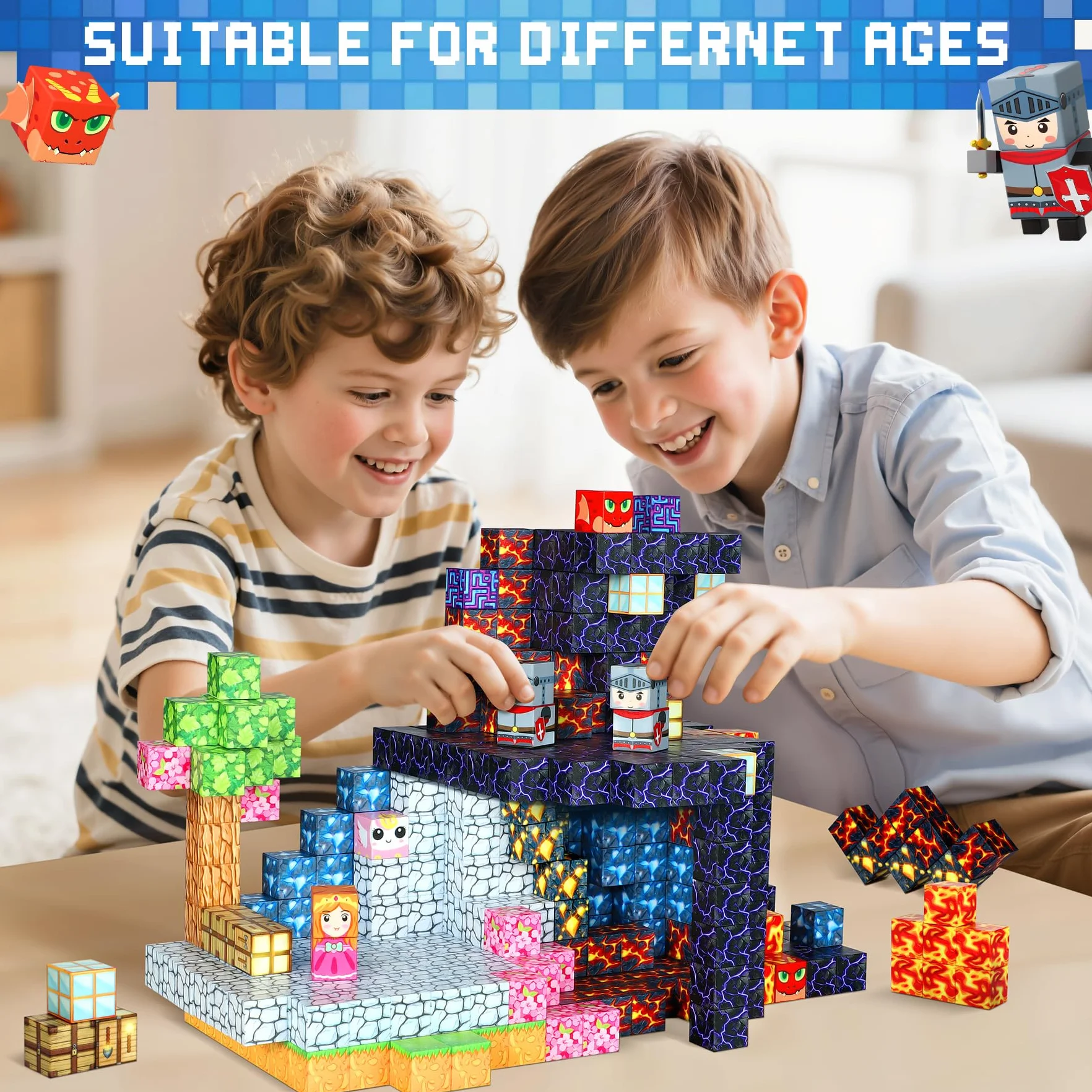 COOLJOYA Construction Magnétique Enfant 150 Pièces Ensemble de Cubes Magnétiques Jouet Créatif Montessori 3 Ans