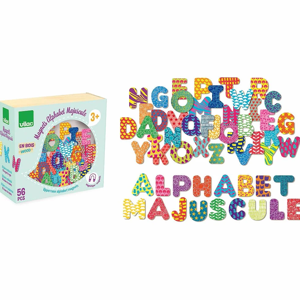 Vilac Magnets Alphabet Minuscule 56 pièces en bois Jouet De Premier Age