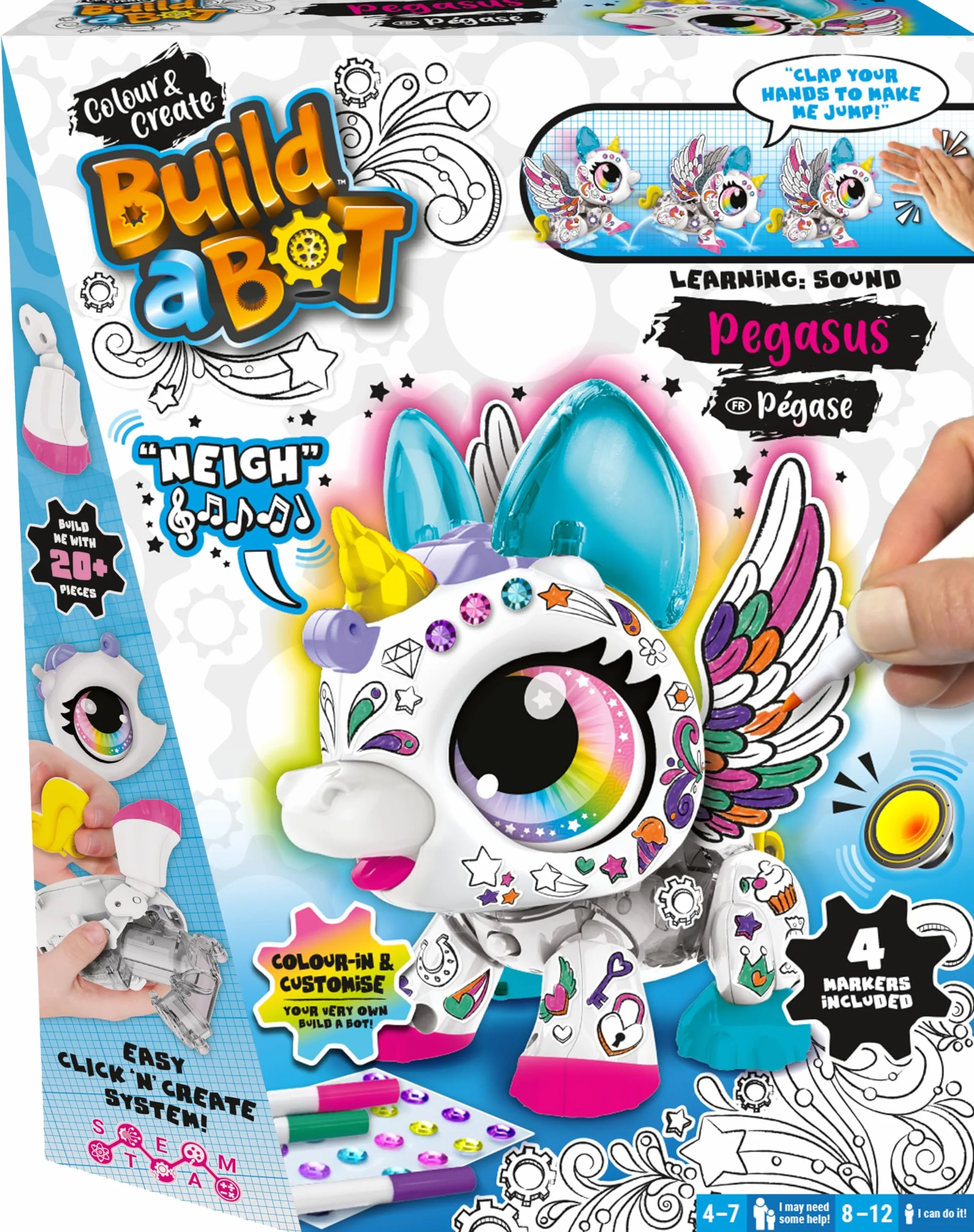 BUILD A BOT PEGASUS Robot Animal Intéractif à Construire 20 Pièces Licorne