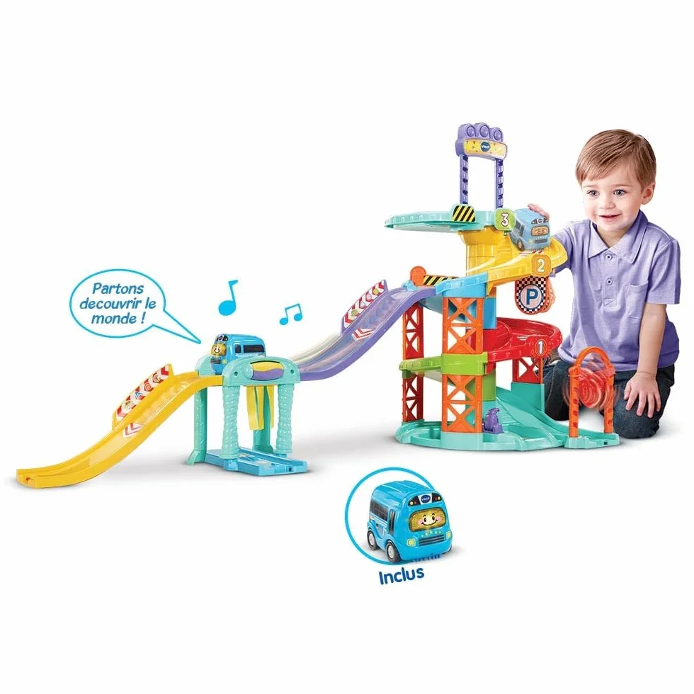 VTech Tut Tut Bolides Globetrotter Super Set Bus Globe-Trotteur Multilingue Circuit Voitures 6 Zones Magiques