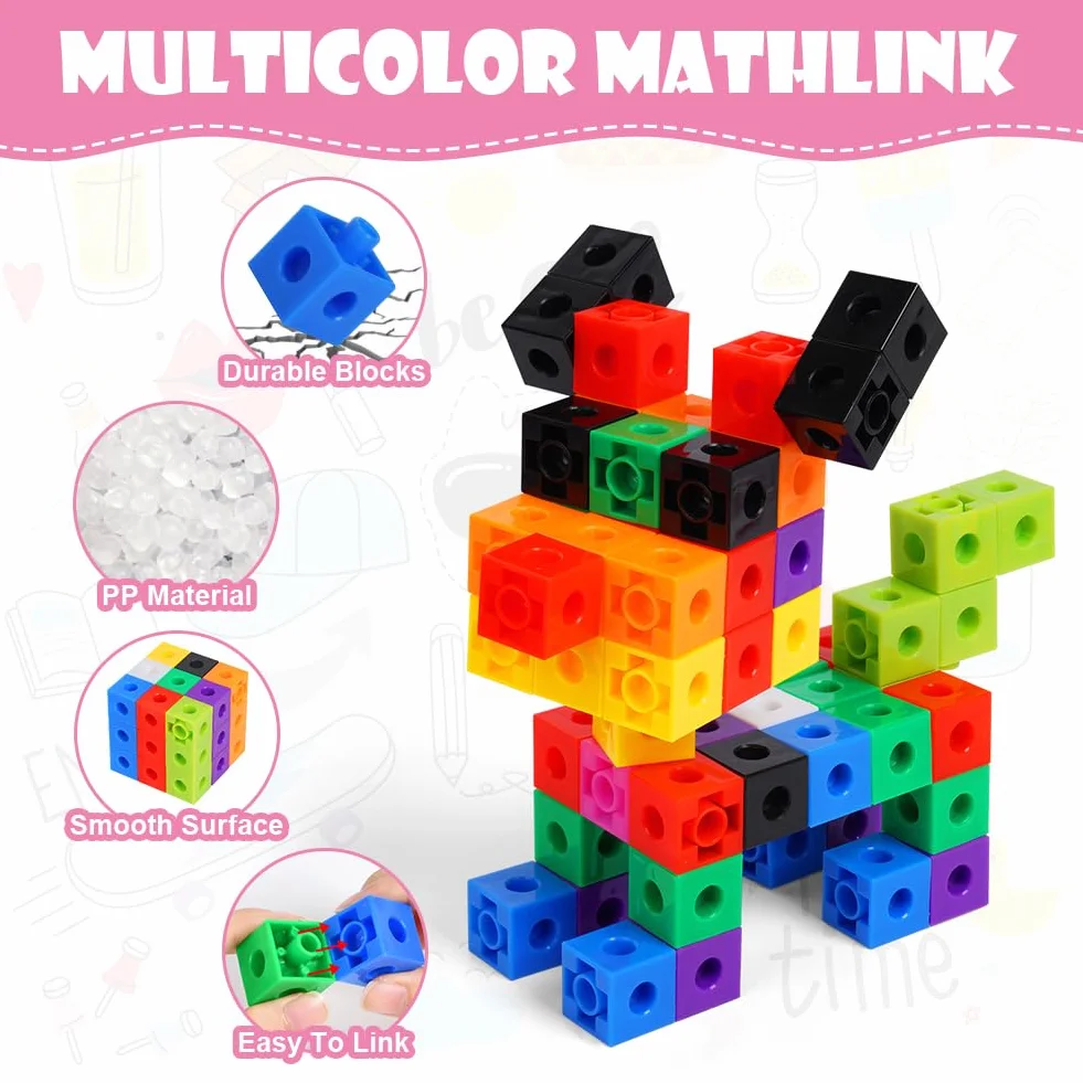 HOTUT Cubes à Emboîter pour Apprendre à Compter Lot de 100 Jeu de Construction Mathématique Éducatif