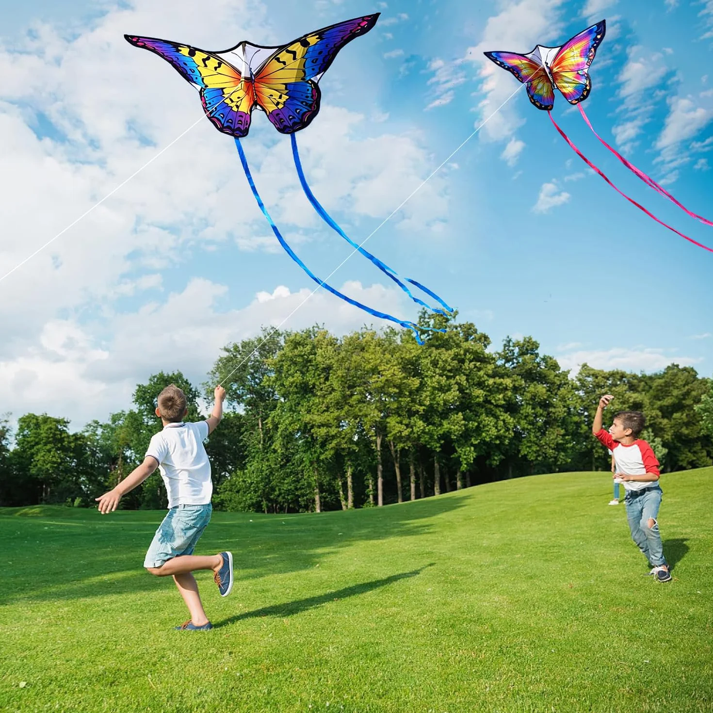 HONBO Cerf-volant papillon 139,7 x 71,1 cm pour enfants débutants avec poignée