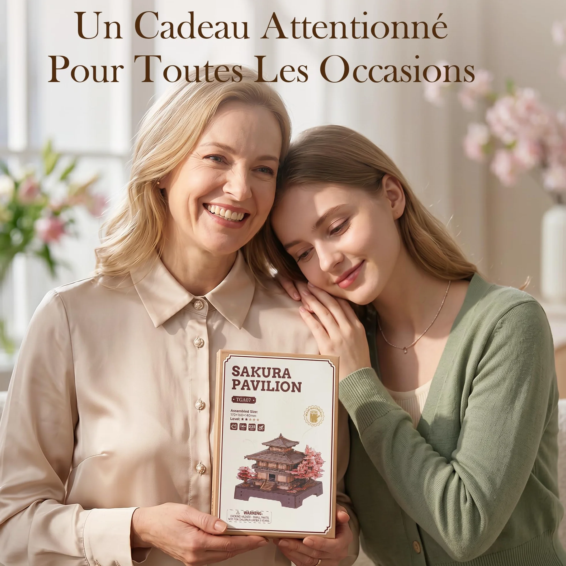 ROWOOD Maquette en Bois à Construire Pavillon Sakura Fleurs de Cerisier Japonaises Kit DIY Cadeau