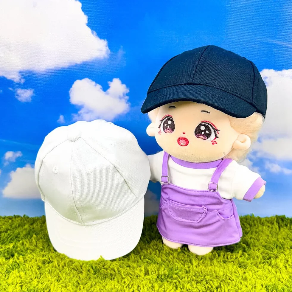 Casquette de baseball en peluche pour poupée 20 cm blanc