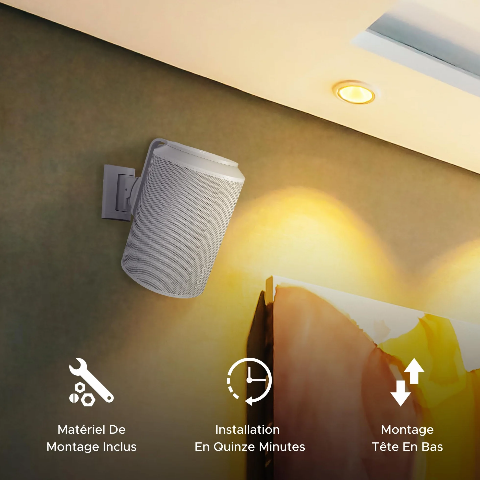 Support Mural Era 100 Inclinable Orientable Blanc Double Compatible Sonos ERA100 Era 100 SL