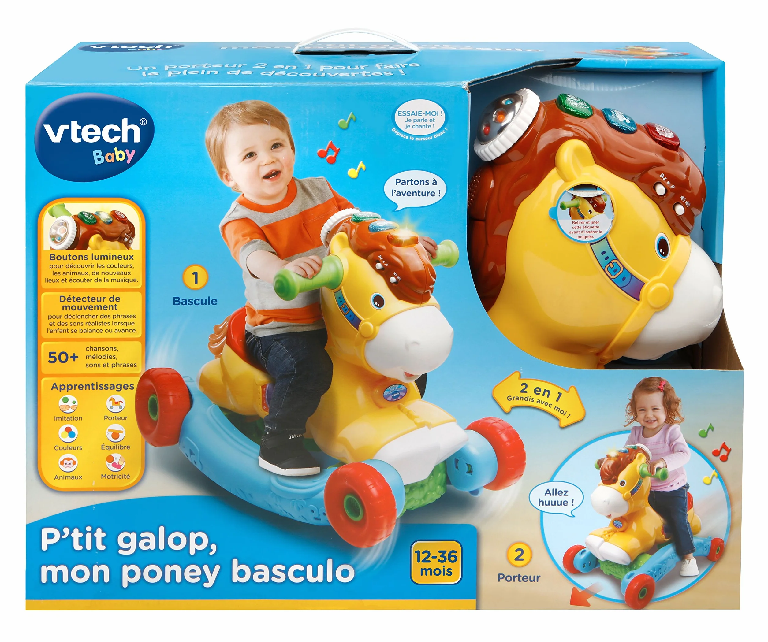 VTech P'tit Galop Mon Poney Basculo Cheval à Bascule Interactif Jouet d'Activité Éveil Musical Cadeau Bébé 1 an