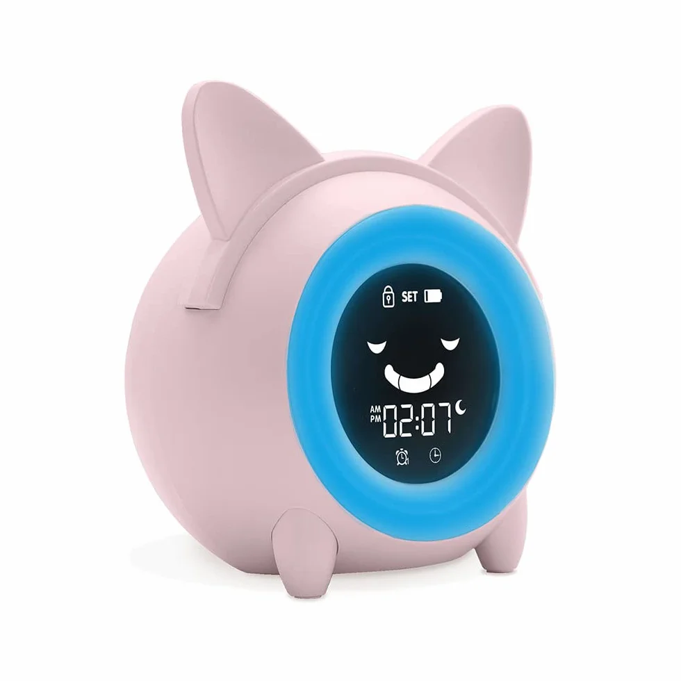 METRONIC Reveil Enfant Educatif avec Veilleuse Indicateur Jour/Nuit Horloge Digital Rose