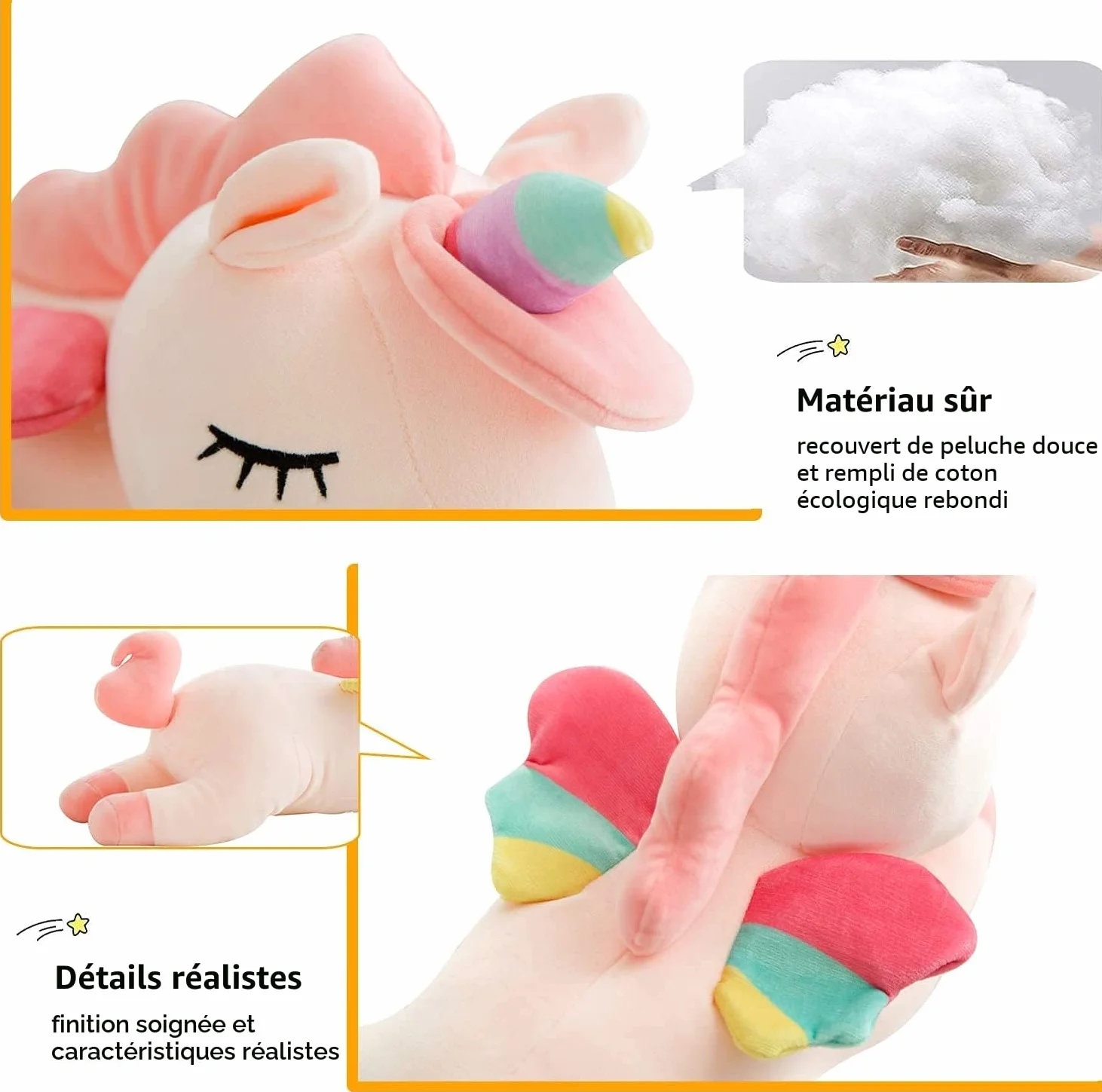 Licorne en Peluche Mignonne Douce avec Ailes Arc-en-Ciel 30CM SNOWOLF Jouet Kawaii pour Enfants