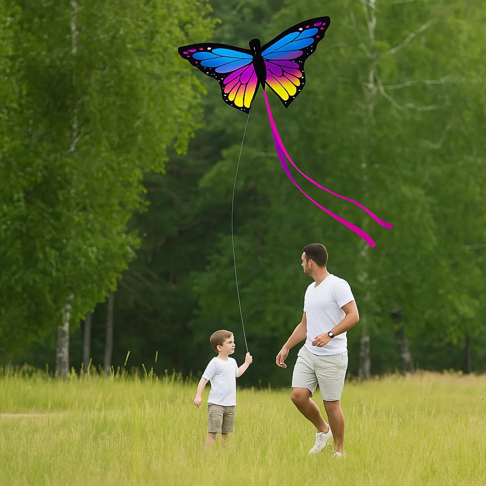 Grand Cerf-Volant Papillon Coloré pour Enfants & Adultes - Facile à Voler avec Longue Queue