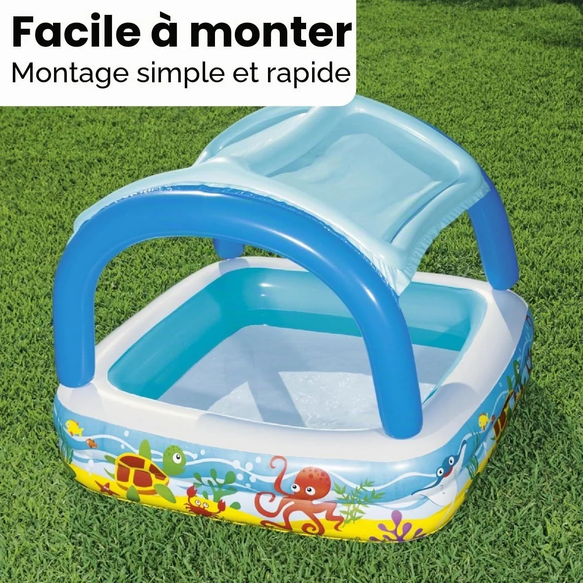 Bestway Piscine de jeu avec auvent bleu 140x140x114 cm