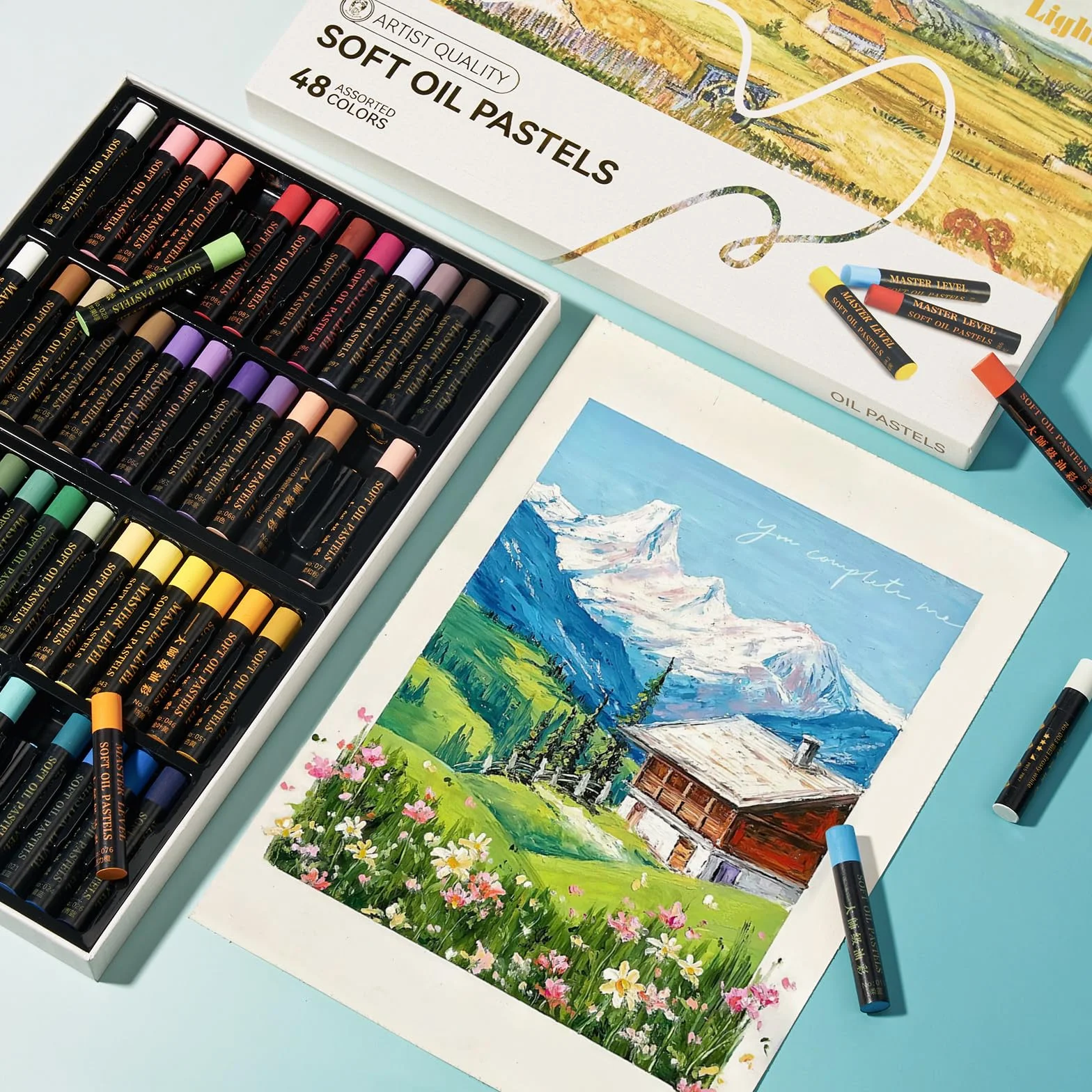 LIGHTWISH Pastels à l'huile professionnels 52 couleurs set artistes pigmentés