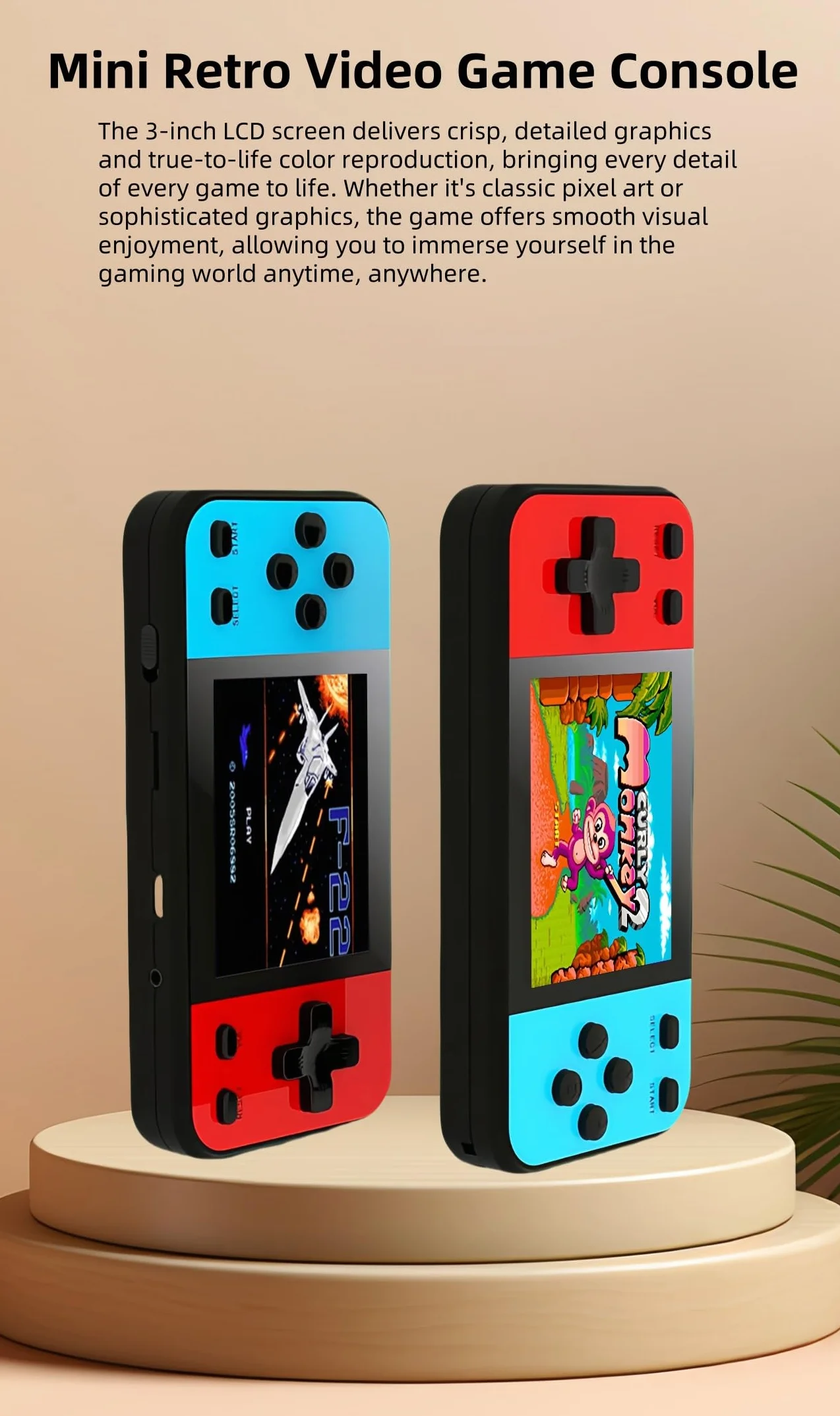 JXD 3" Mini Console de Jeux Vidéo Rétro 240 Jeux Connectable à la TV Portable Enfants