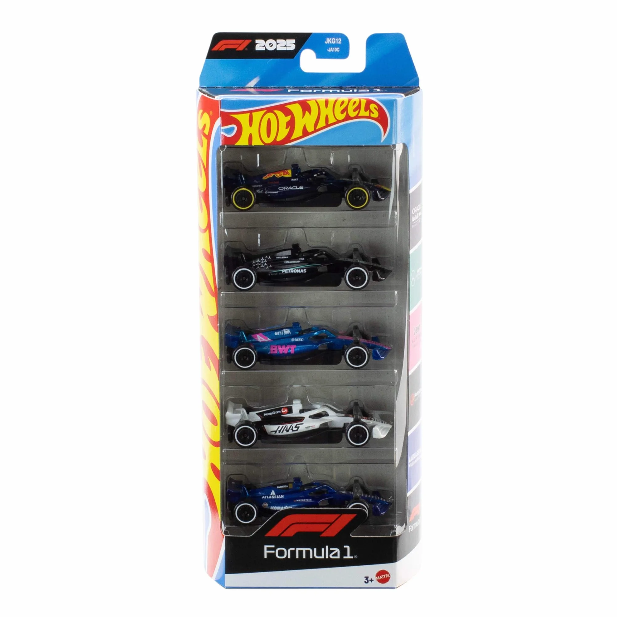 Hot Wheels Coffret 5 Voitures de Course Échelle 1/64 Modèles Réduits Métal Moulé Formule 1® Officiel JLN11