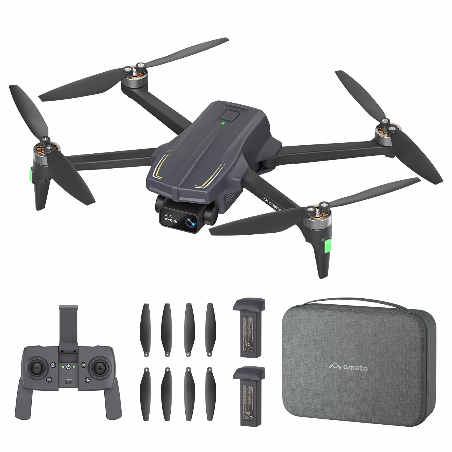 Ameta Drone avec Camera 4K, GPS Drone S20 Pro pour Adultes et Enfants avec Retour Automatique/ 50min de Vol/Suiveur/Mode Intelligent/Contrôle par Gestes, FPV Mini Drone Moins de 249g