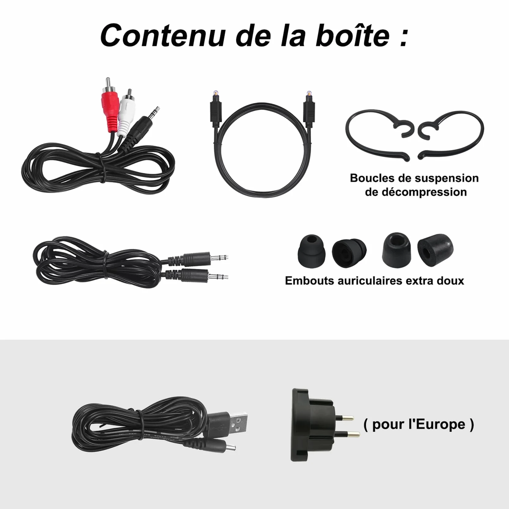 SIMOLIO SM-823D Pro Casque TV sans Fil Optique avec Balance G/D, Contrôle Volume Amélioré, Ambient Mode, Batterie Rechargeable