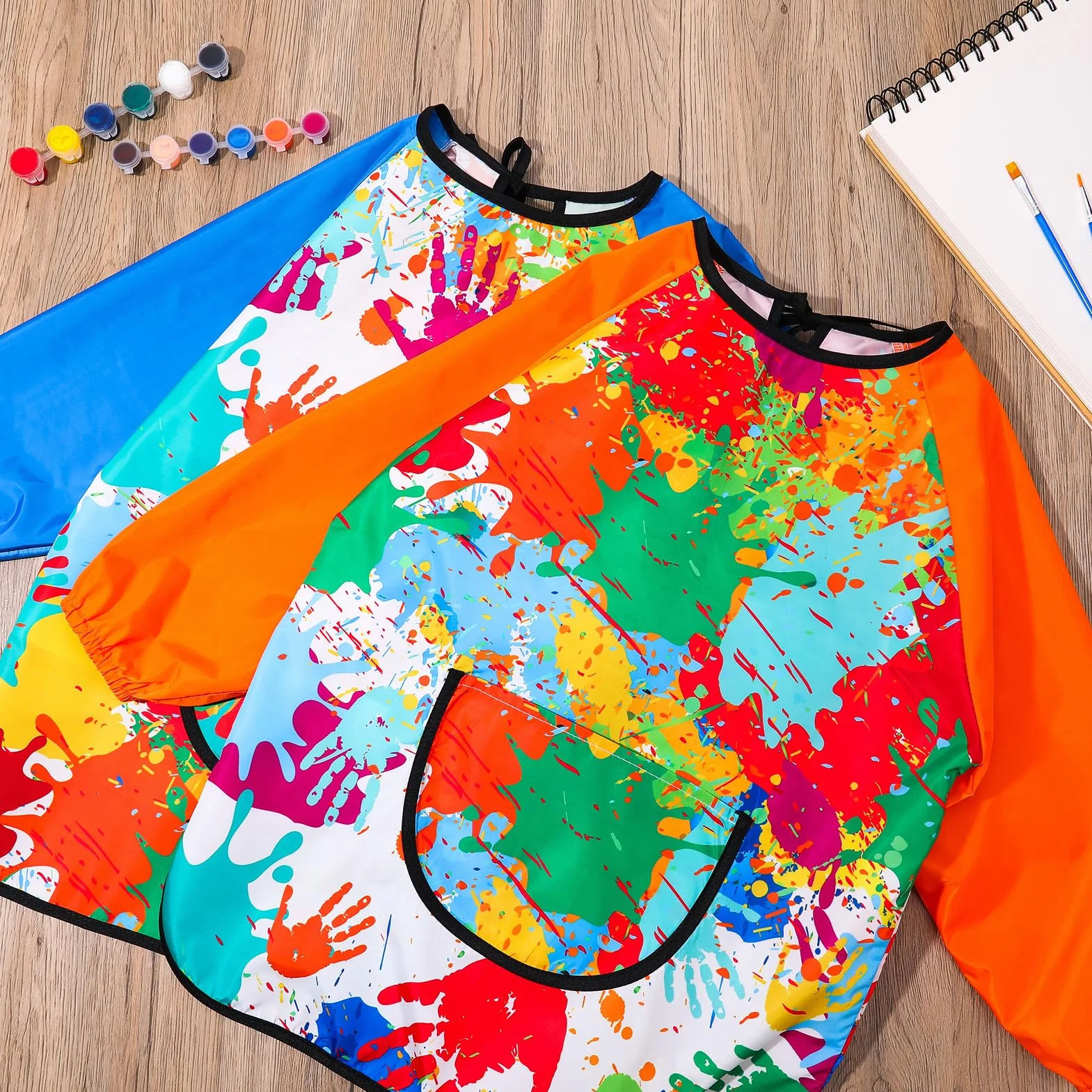 Tablier Peinture Enfant Imperméable Blouse 7-12 ans avec Poche Réutilisable