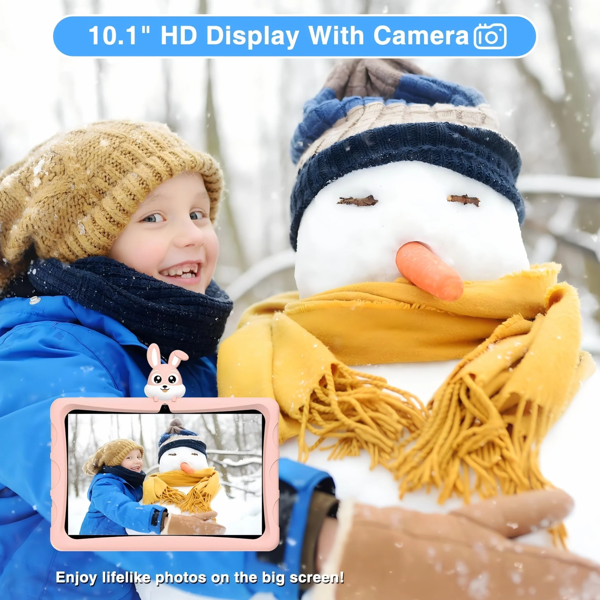 U9 Kid Tablette Enfants 10,1 Pouces Tablette Android 14, 7 Go + 64 Go (TF 1 to), Tablette éducative, Quad Core, 5060 mAh, WiFi 6, BT5.0, Tablette avec étui EVA
