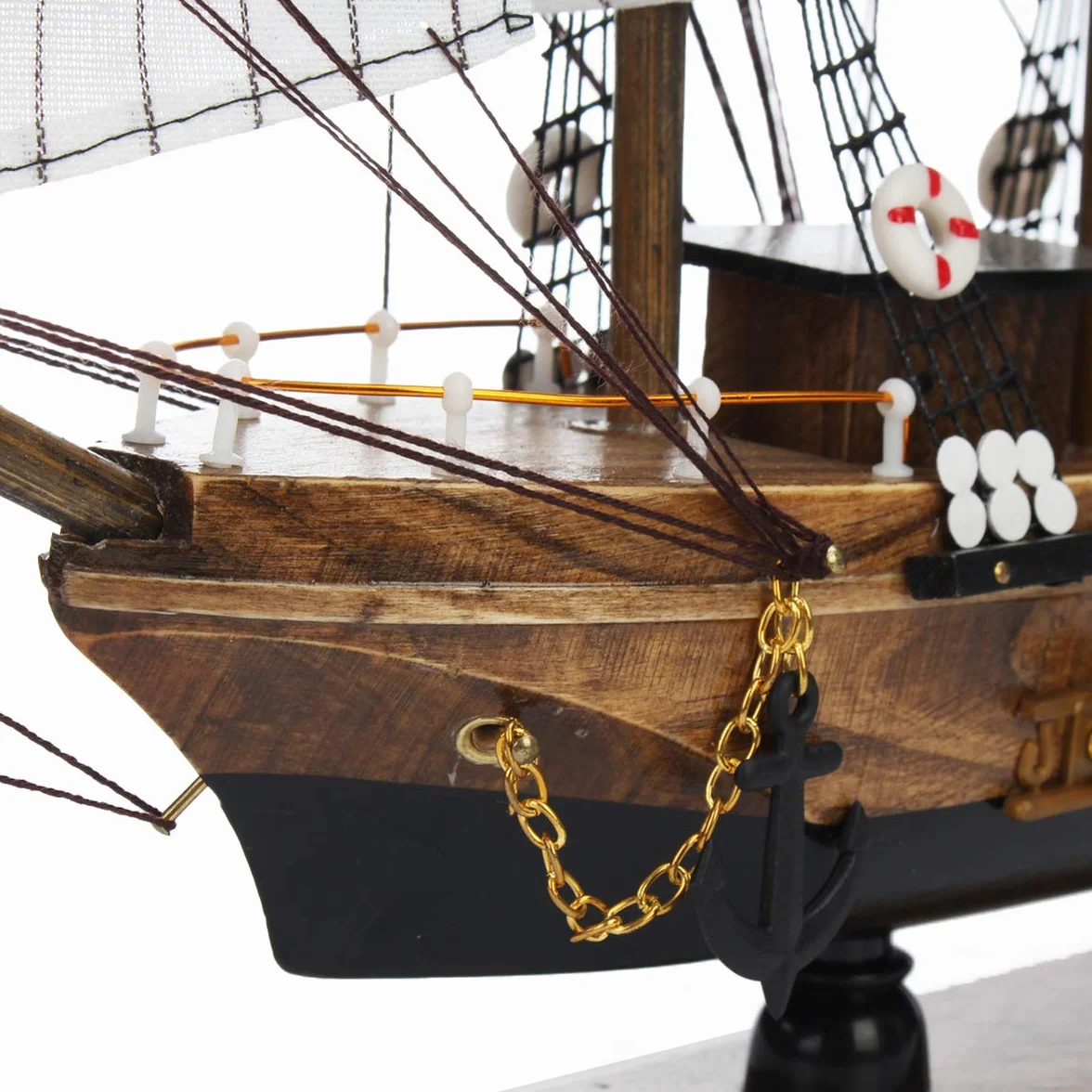 CCChaRLes 50Cm À La Main En Bois Bateaux À Voile Modèle Assemblée Nautique Navire Schooner Bateau Décorations Cadeau