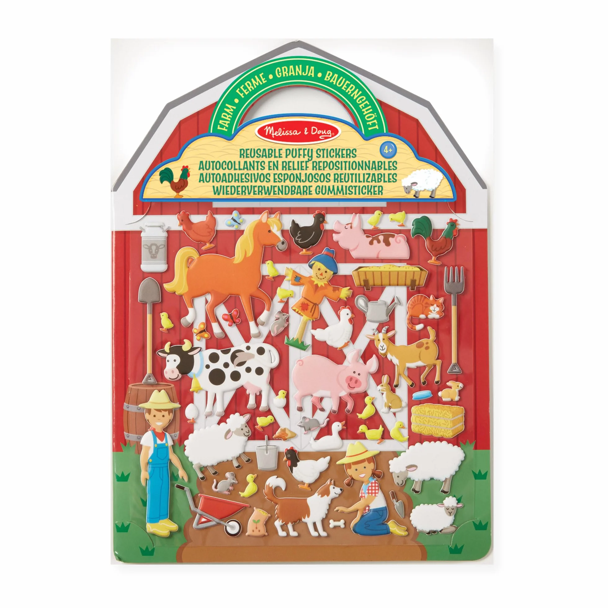 Melissa & Doug Kit Autocollants Réutilisables La Ferme Livre D’Activités Stickers Animaux Repositionnables 4 Ans+