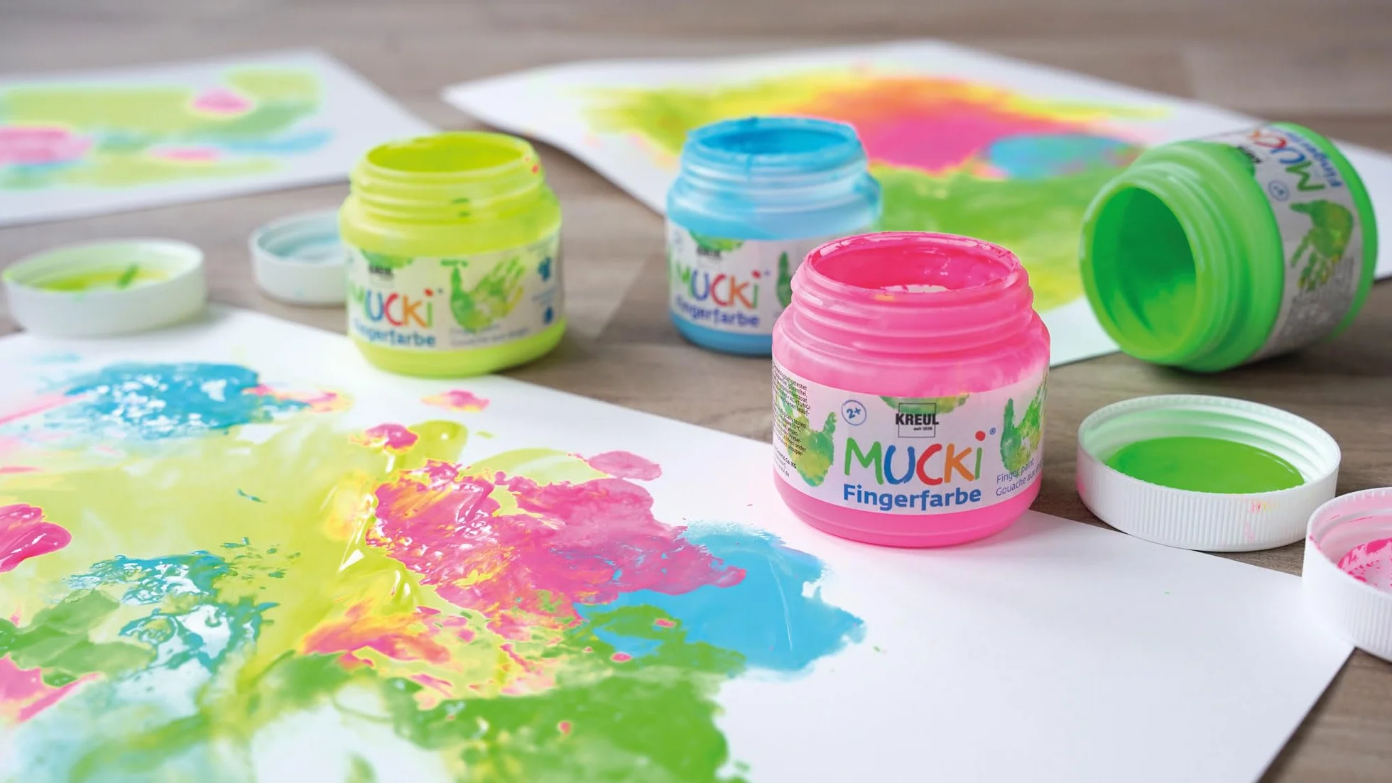 KREUL Mucki Set 6 pots peinture au doigt 150 ml lavable vegan sans gluten