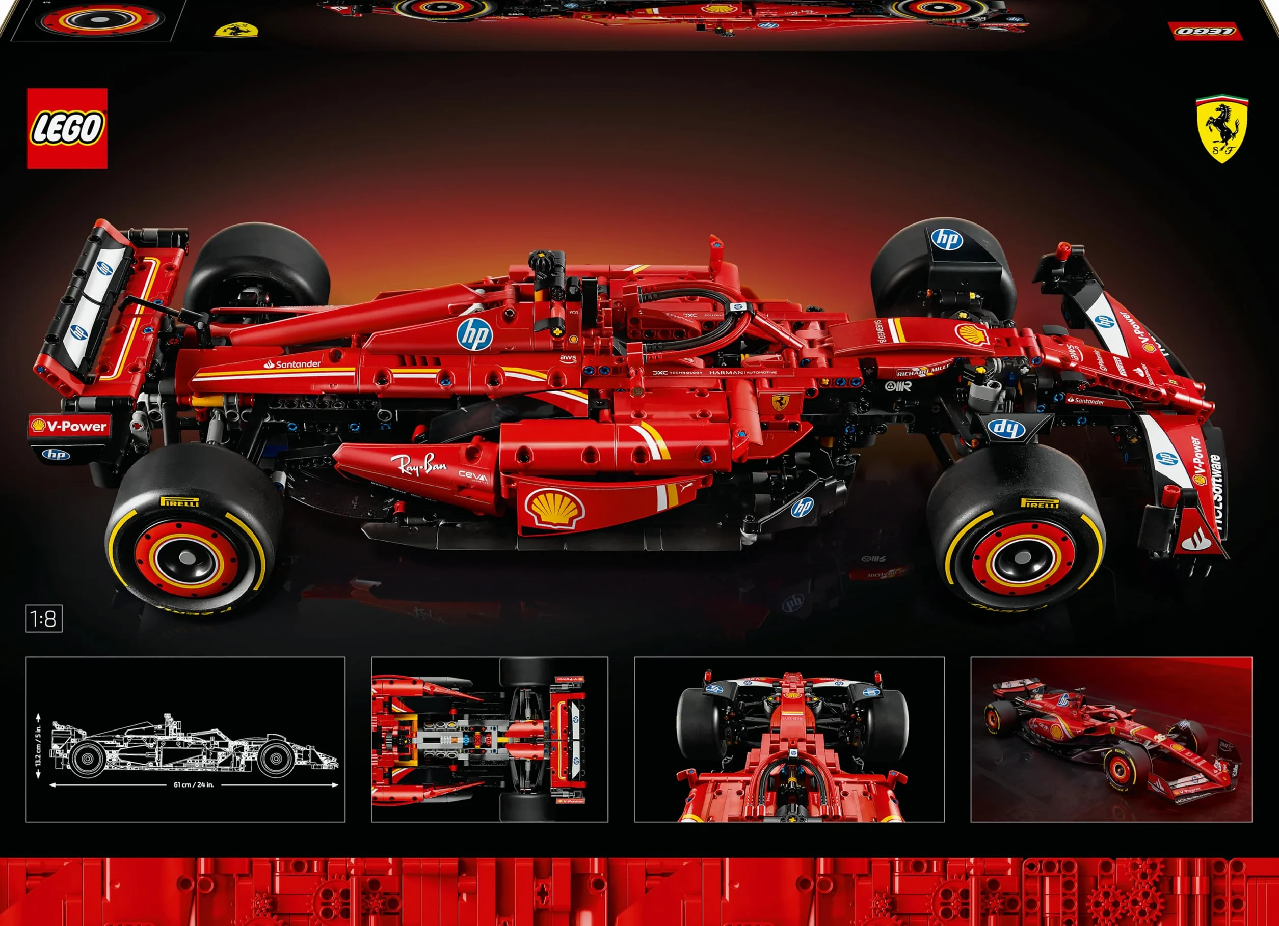 LEGO Technic Ferrari SF-24 F1 Maquette 1/8 Voiture de Course Collector Moteur V6 Boîte de Vitesses DRS Volant 42207