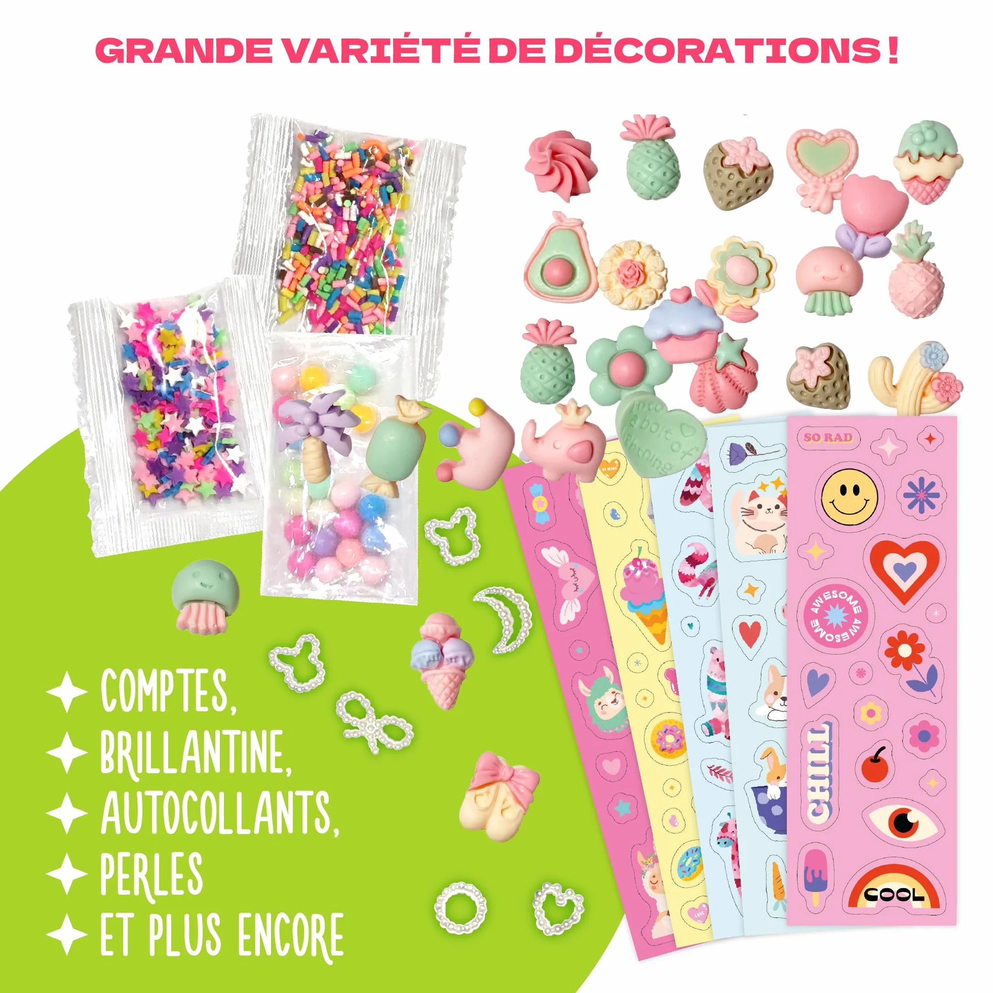 CRAFTY CATS DIY Kit Porte-clés Cupcake et Barrettes 60 pièces, colle crème, charms, anneaux, kits loisirs créatifs enfants