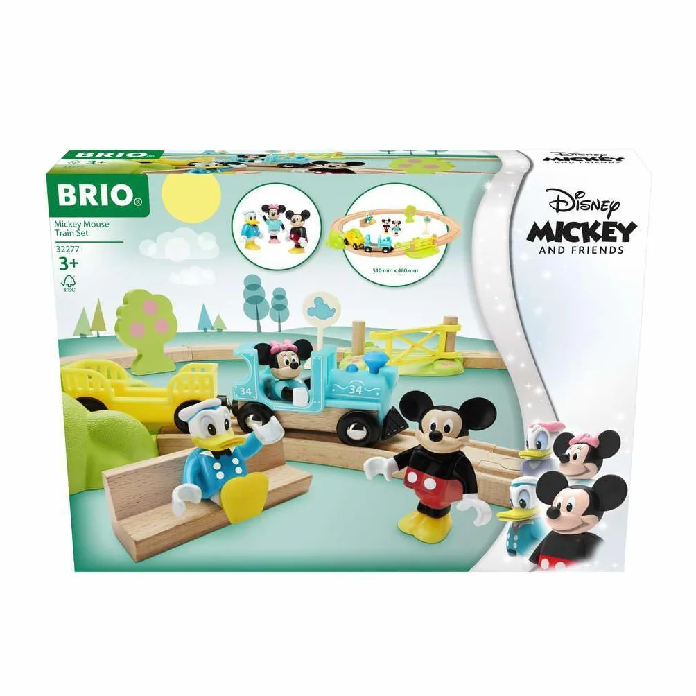 BRIO Circuit Mickey Mouse Disney Mickey and Friends Coffret Complet 18 pièces Train en Bois Jouet dès 3 Ans