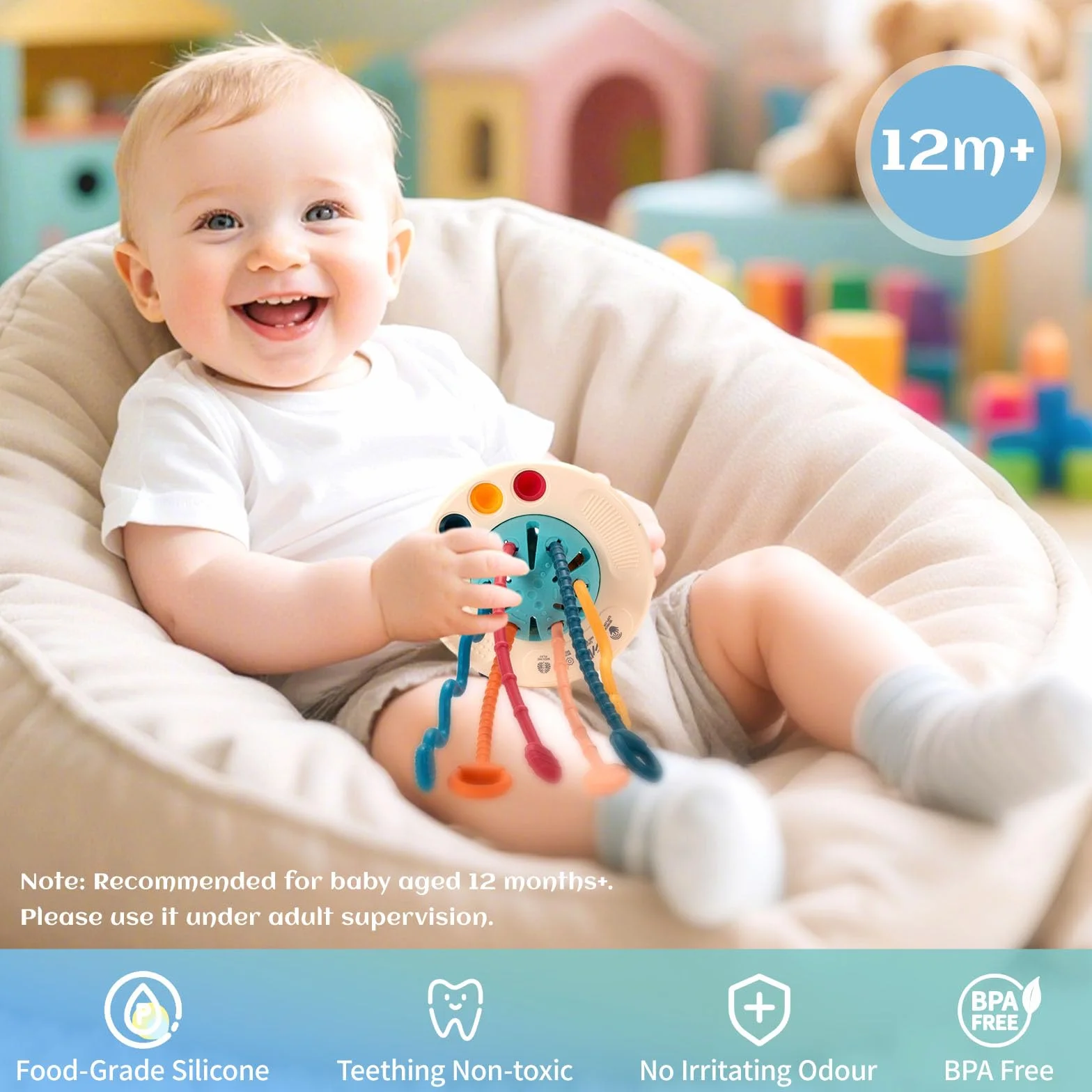 Jouet Montessori Bébé 1 an Sensoriel OVNI à Tirer Éducatif Motricité 12-18 Mois+