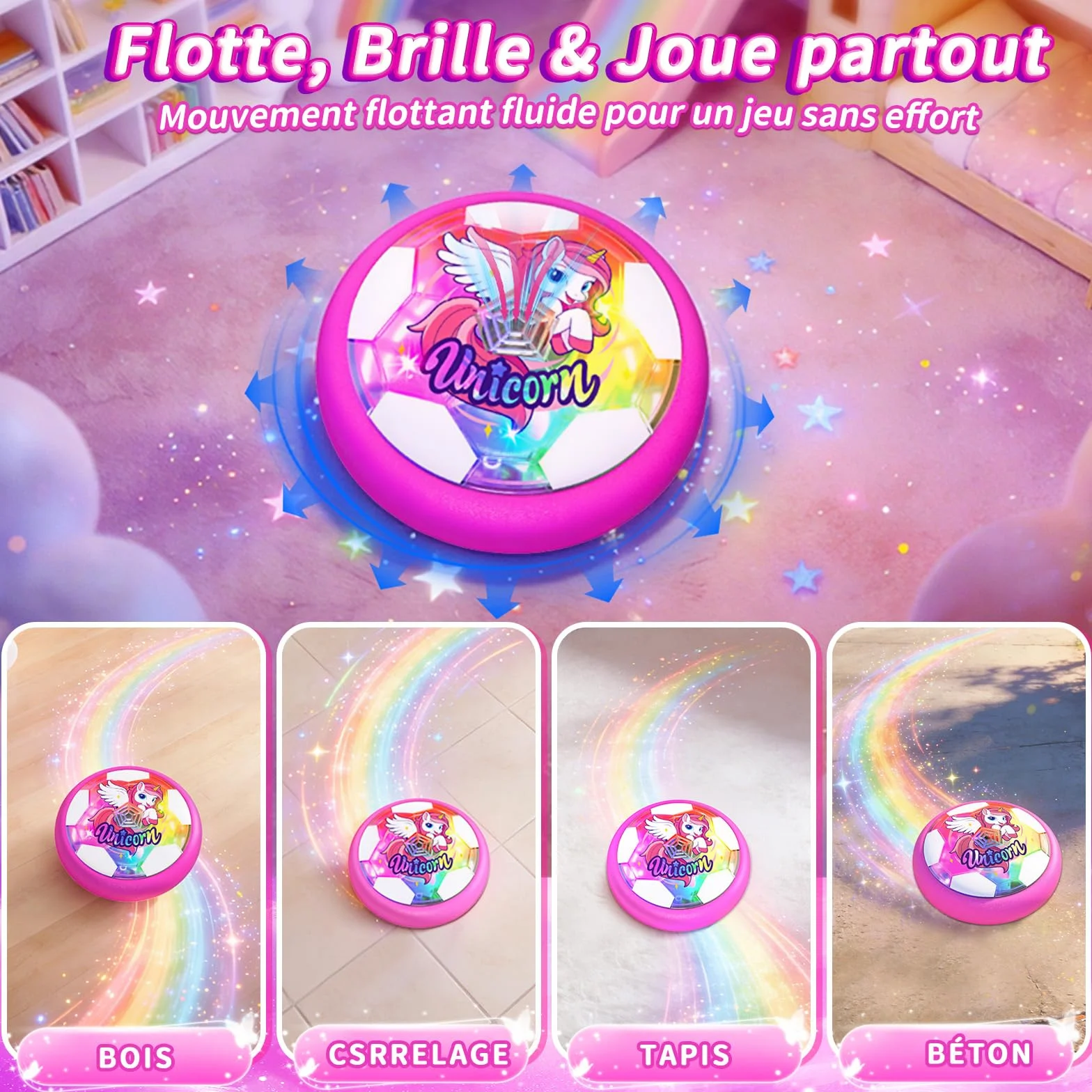 Licorne Ballon de Foot LED Lumière Jouet Fille 3-12 Ans Cadeau Anniversaire Noël