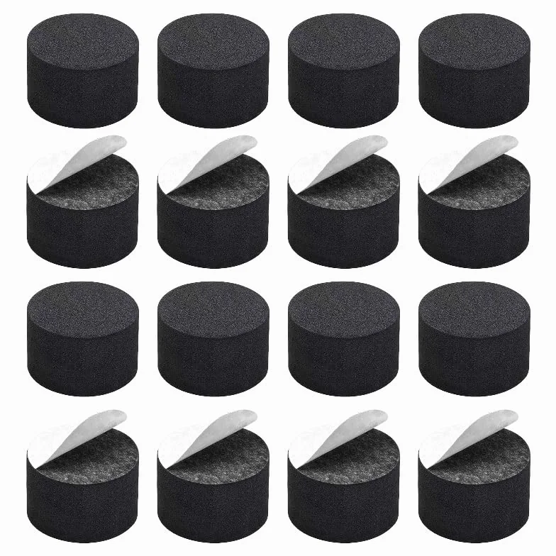 Patins d'Isolation Acoustique 16 Pièces 30x15mm Mousse EVA Anti-dérapant pour Subwoofer Amplificateur Home Cinéma Noir