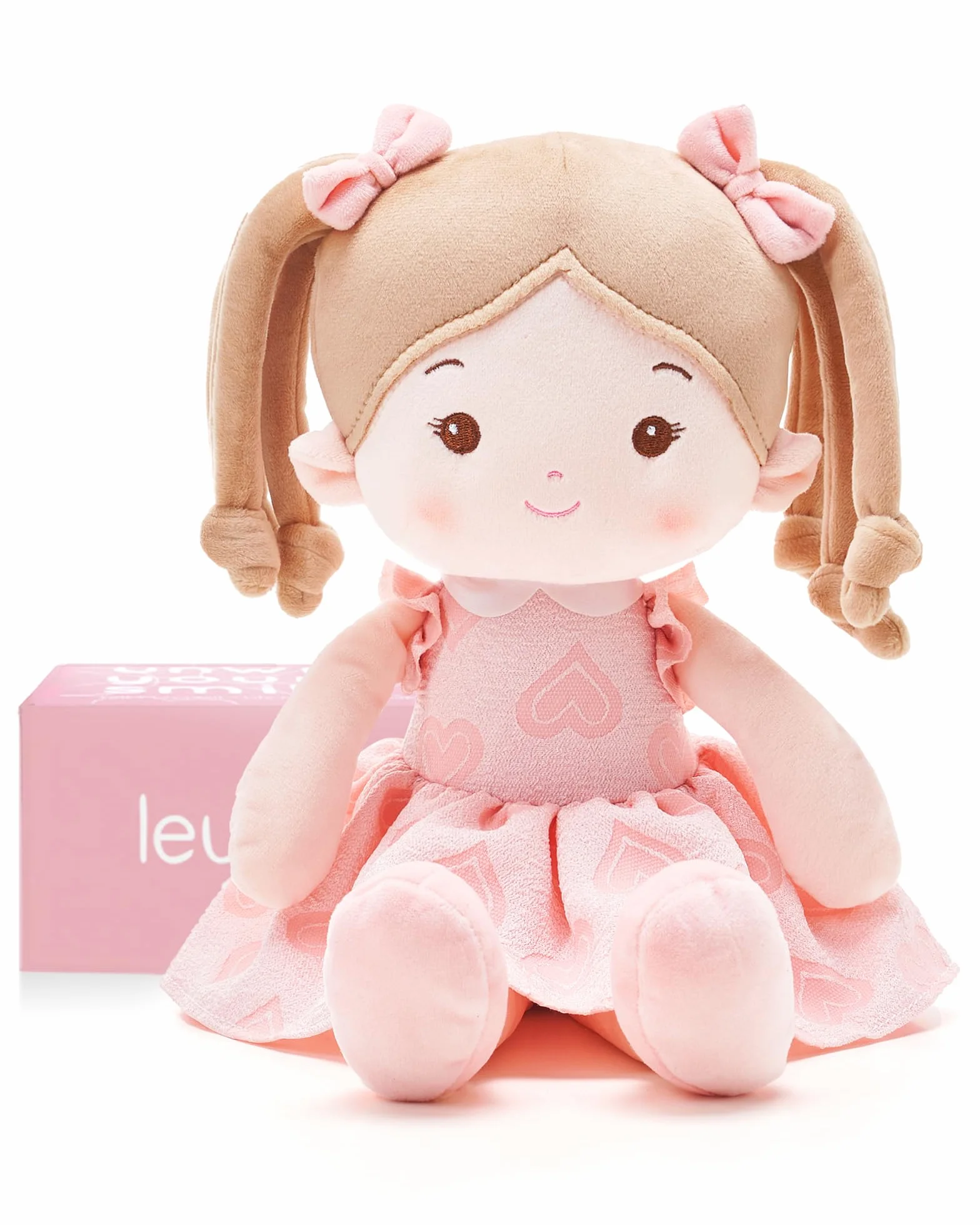LeyaDoll Poupon Bébé Fille 40 cm Ma Première Poupée Douce en Tissu Jouet 1-3 Ans Cadeau Bébé