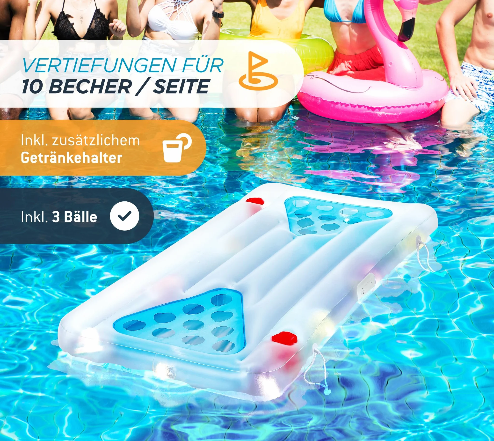 Summer Waves Kit de Pong à Bière pour Piscine | Jeu à Boire | Matelas Gonflable