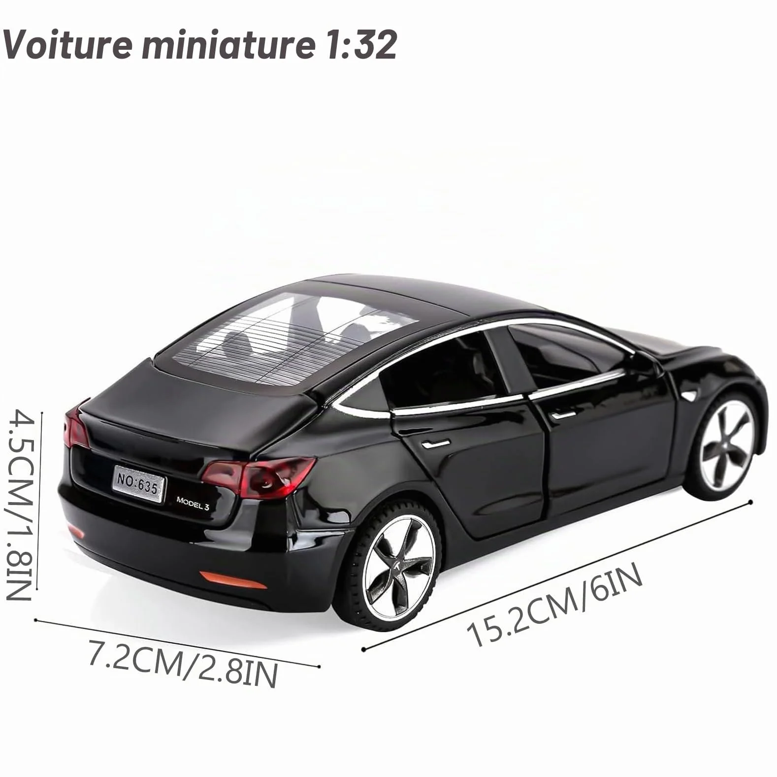 Tesla Model 3 1:32 Voiture Jouet Alliage Moulé sous Pression avec Lumière et Musique Retrait