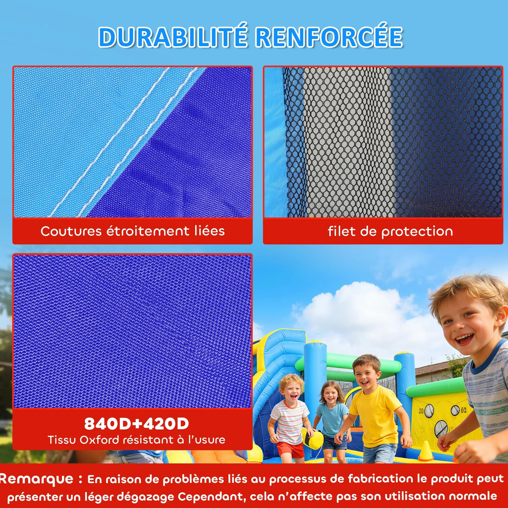 AIYAPLAY Château gonflable 8 en 1 350x320x190cm avec souffleur toboggan trampoline piscine à balles
