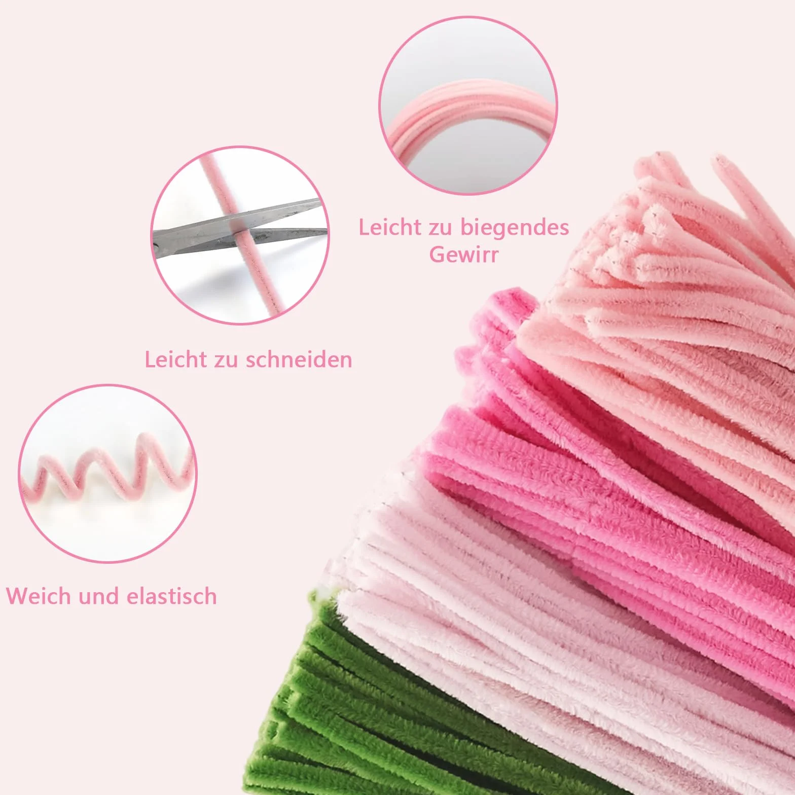 Pfeifenreiniger Bastelset 400 Stück Pastell
