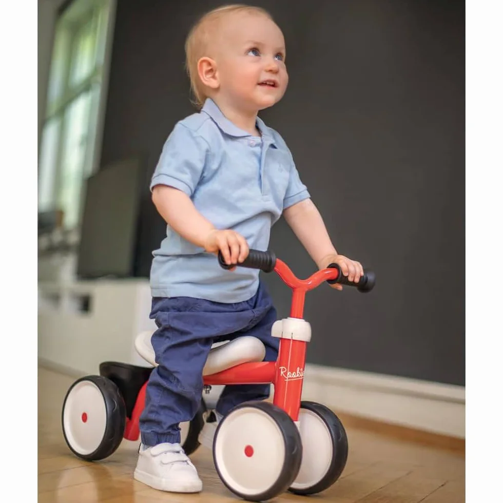 Smoby Porteur Rookie Rouge Métal Selle Incurvée Roues Silencieuses Coffre à Jouets Dès 12 Mois