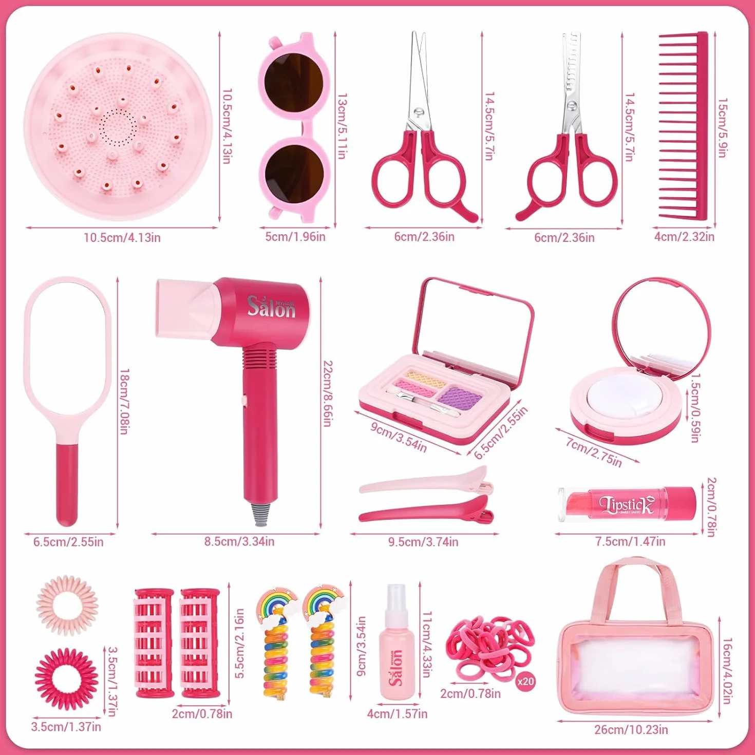 Ensemble de Salon de Beauté 41 Pièces Jouets de Coiffure pour Enfants avec Sèche-Cheveux Ciseaux Accessoires Styliste