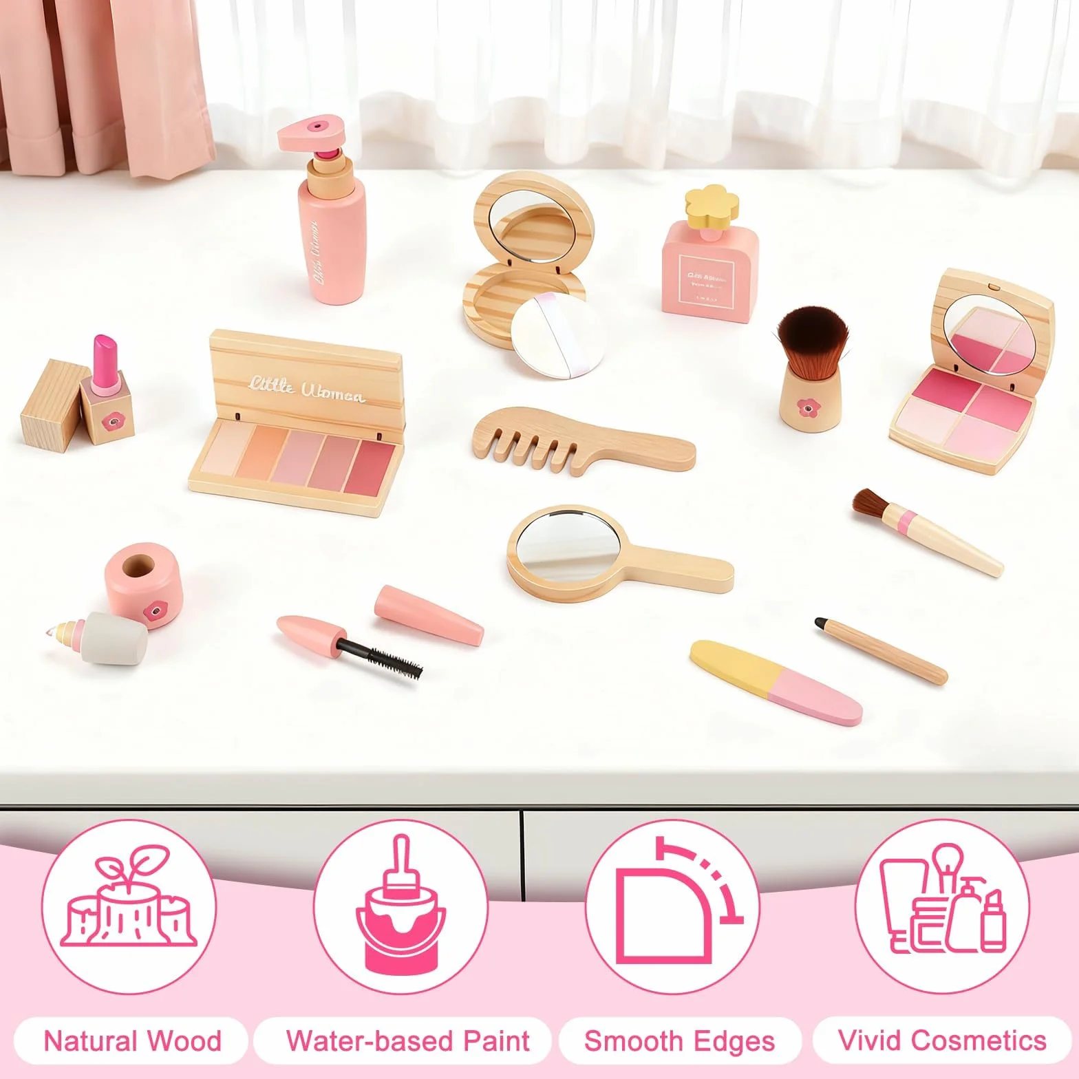 JOYBOY Faux Maquillage Enfant Fille en Bois, Coffret Jouet Maquillage pour Filles