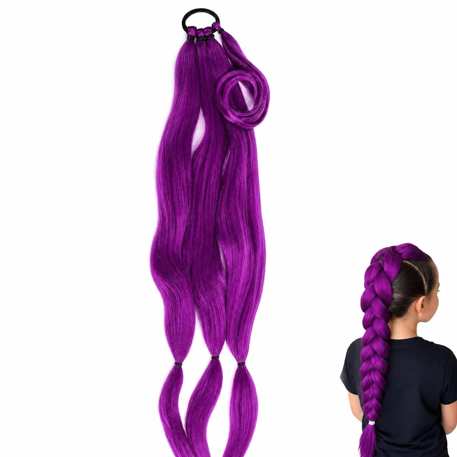 Perruque Violette Enfant Kpop Tressée 80 cm Cosplay Demon Hunter Halloween
