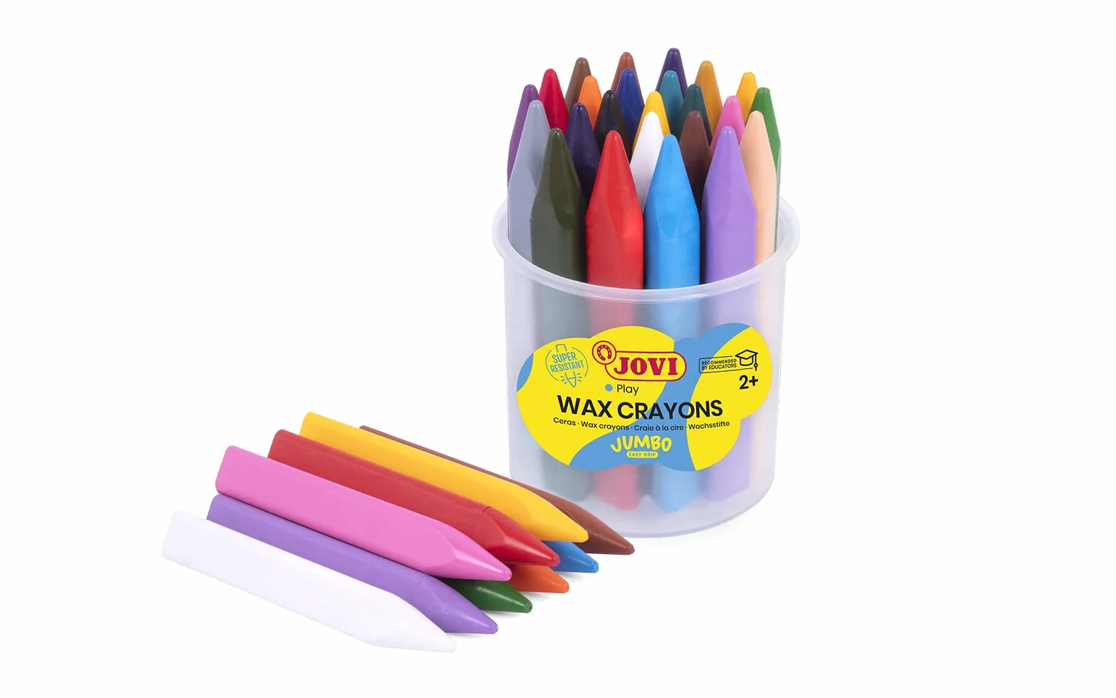 Jovi Crayons Jumbo Easy Grip, Pot de 24 Crayons Triangulaires, Couleurs Assorties