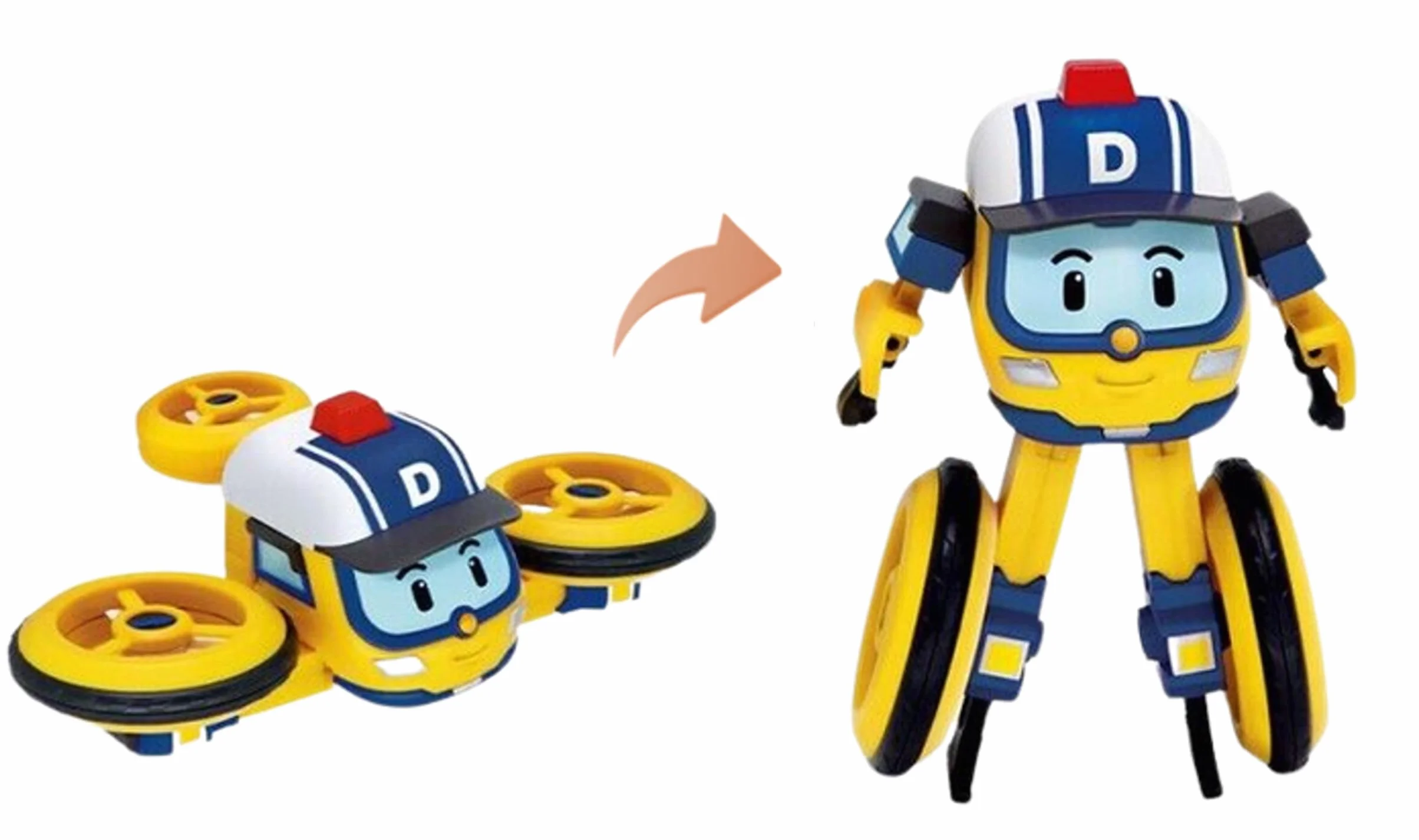 Silverlit Robocar Poli Drooney Figurine Véhicule 2-en-1 Transformable Robot Articulé 10 cm