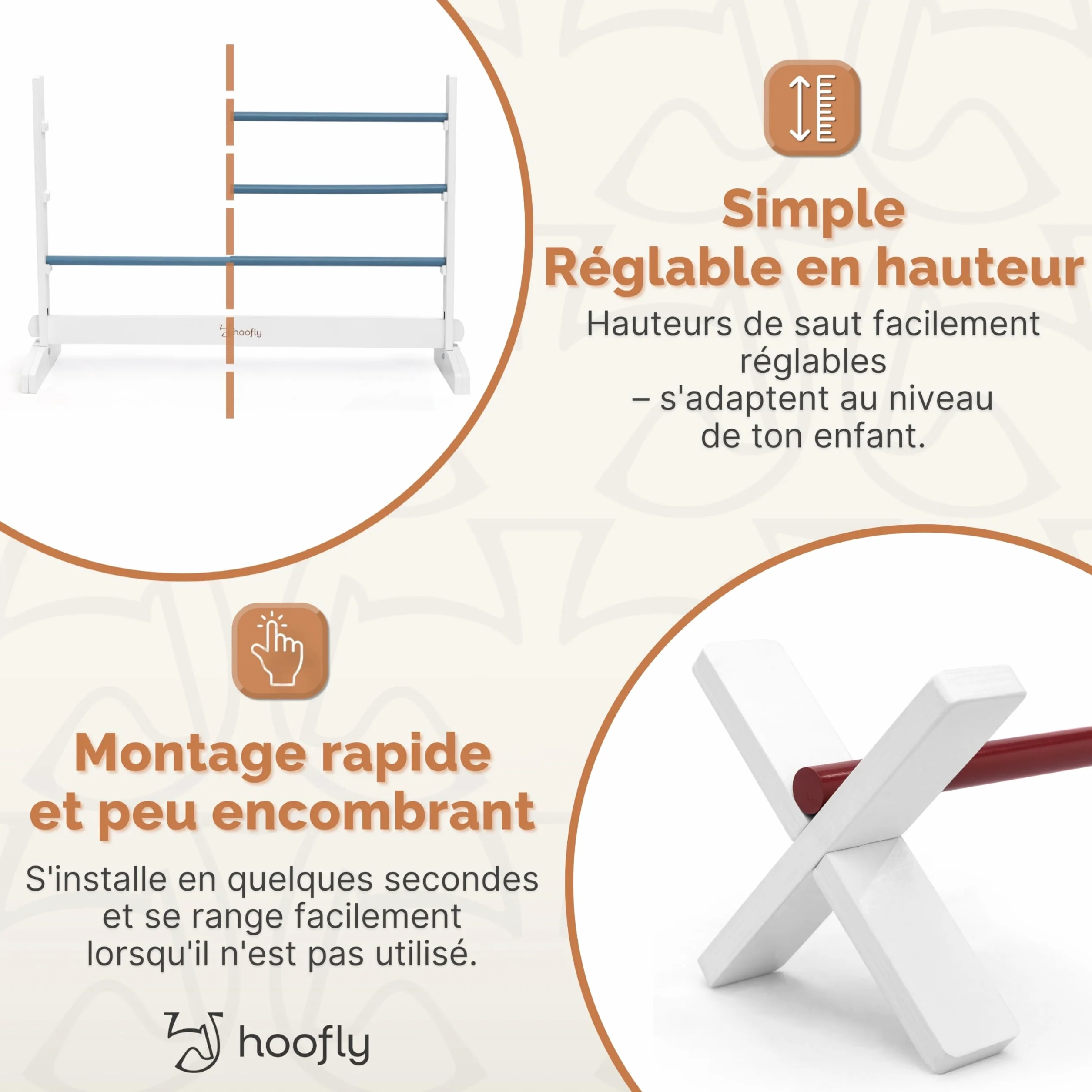 lot d’Obstacles Hobby Horse – 2 Obstacles verticaux & 1 cavaletti/Accessoires Hobby Horsing Enfants/Obstacles à Sauter & entraînement/Parcours Cheval bâton & Cadeau Enfant
