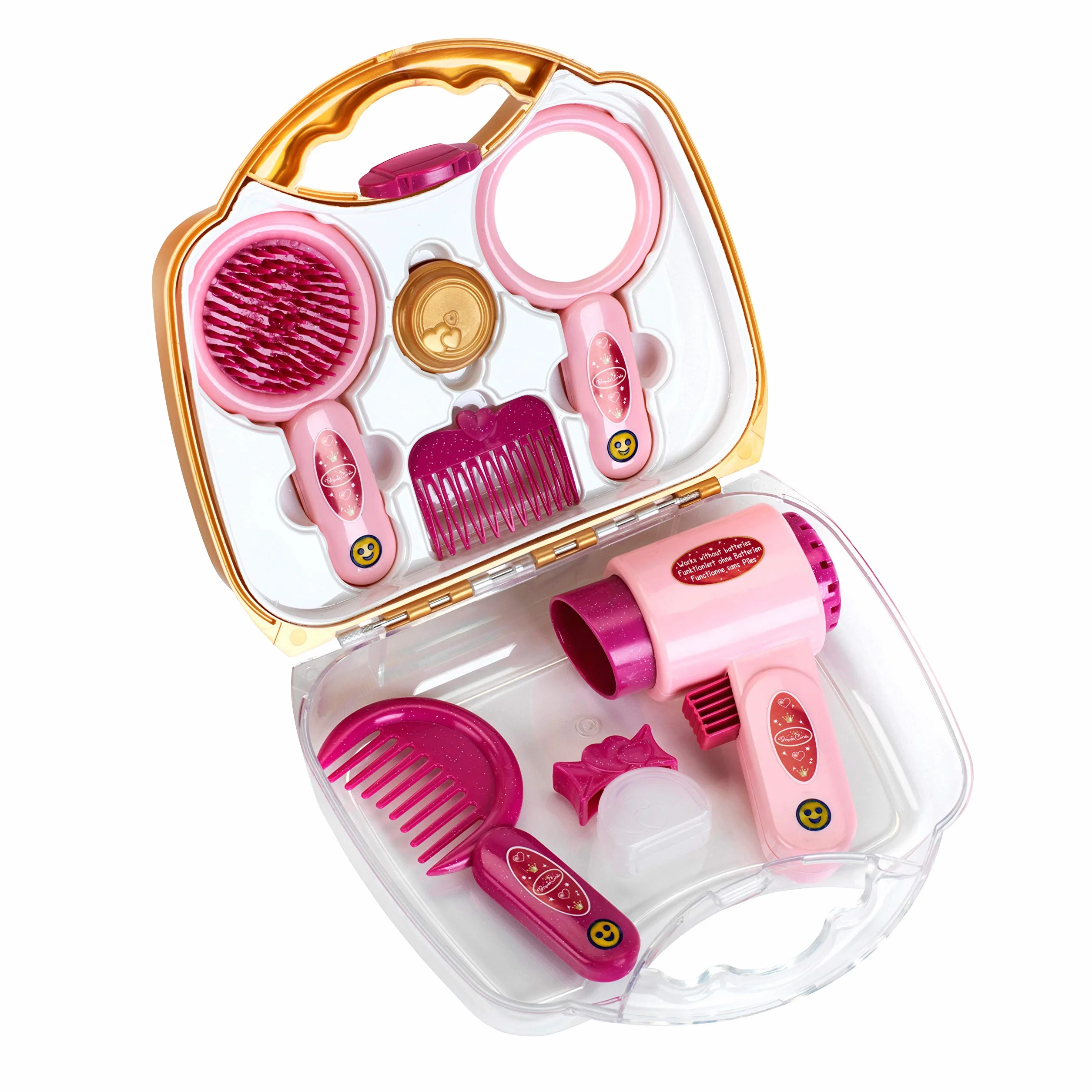 Theo Klein 5273 Mallette Coiffure Princess Coralie avec sèche-Cheveux mécanique pour Enfants dès 3 Ans