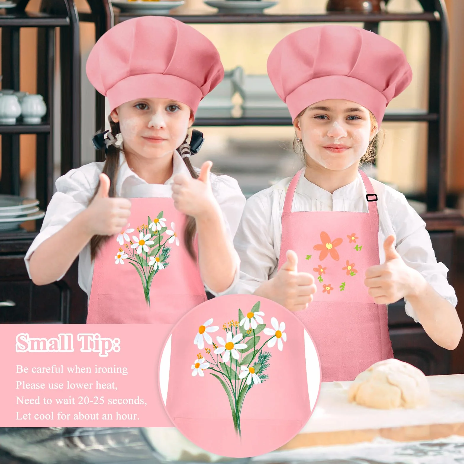 Tablier et toque de chef pour enfant réglable avec 2 poches cuisine pâtisserie peinture